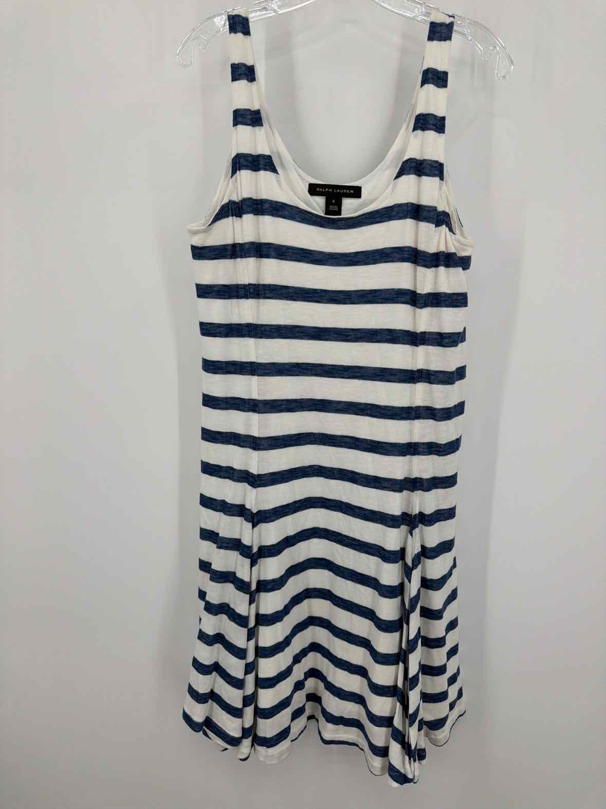 Pre-Owned Ralph Lauren White Size XL Stripe Short Sleeveless Dress | True Fashionistas.