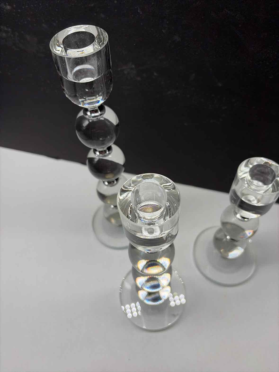 Set of 3 Bobbin Crystal Taper Candlesticks Set of 3 | True Fashionistas.
