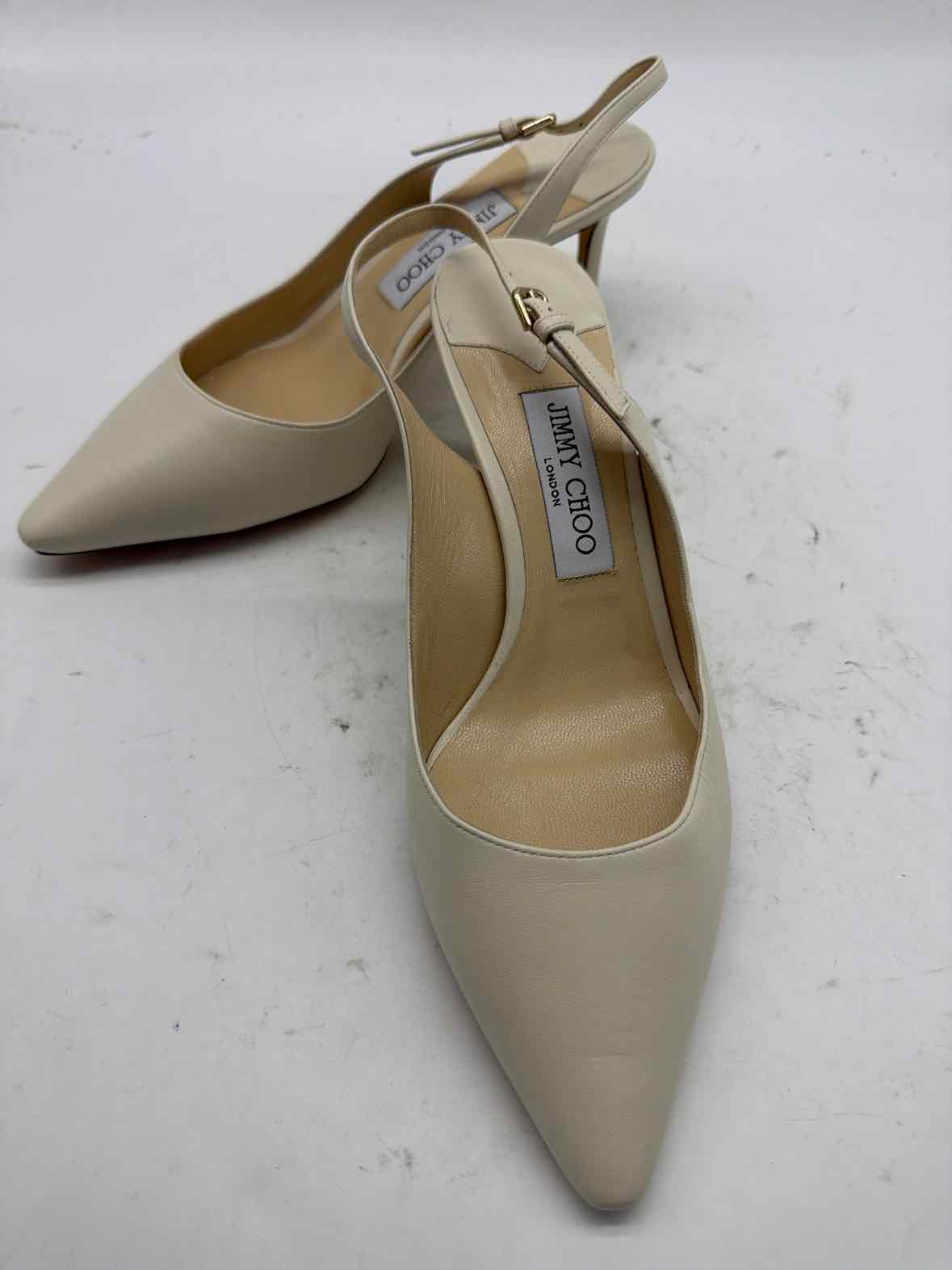 Pre-Owned Jimmy Choo Ivory Size 9 Slingback Heels | True Fashionistas.
