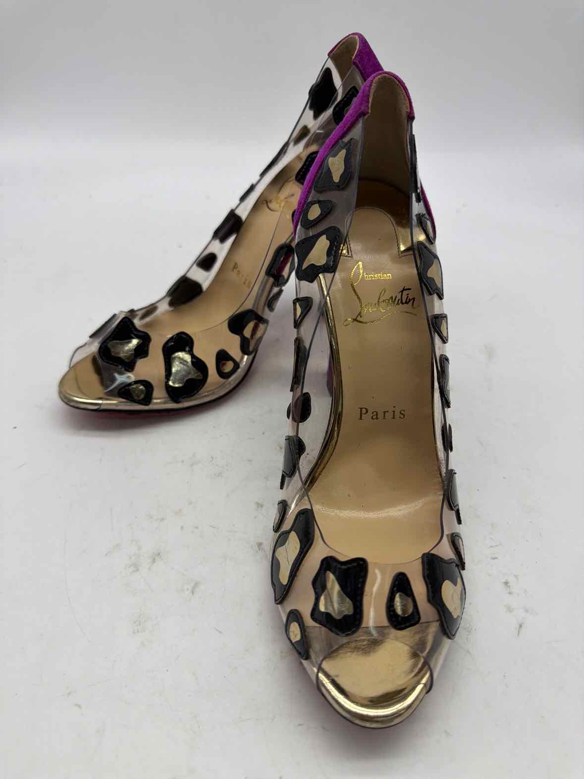 Pre-Owned Christian Louboutin Clear Size 36.5 Peep Toe Heels | True Fashionistas.