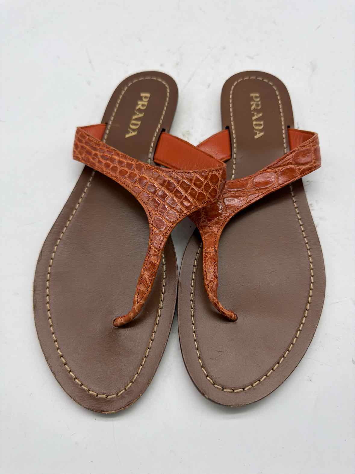 Pre-Owned Prada Orange Size 40 Thong Sandals | True Fashionistas.