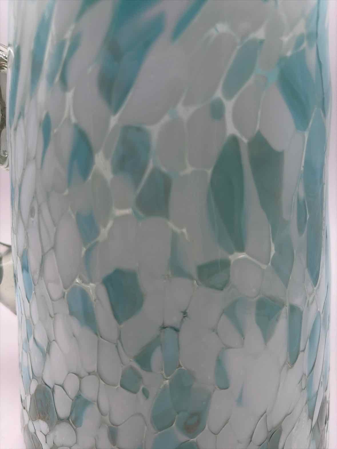 Hand Blown Aqua & White Glass Confetti Pitcher | True Fashionistas.