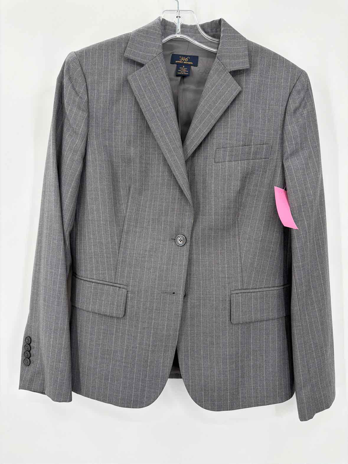 Pre-Owned Brooks Brothers Grey Size 8 Stripe Blazer | True Fashionistas.