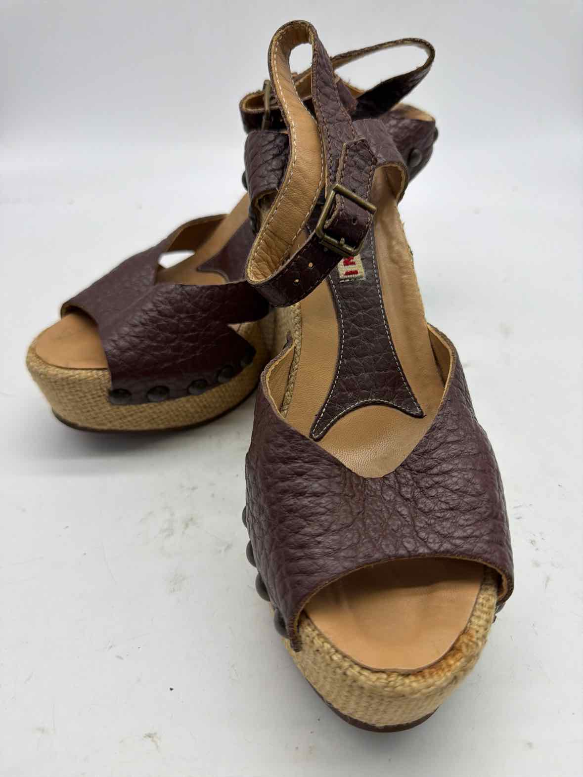 Pre-Owned Marni Brown Size 37 Wedge Heels | True Fashionistas.