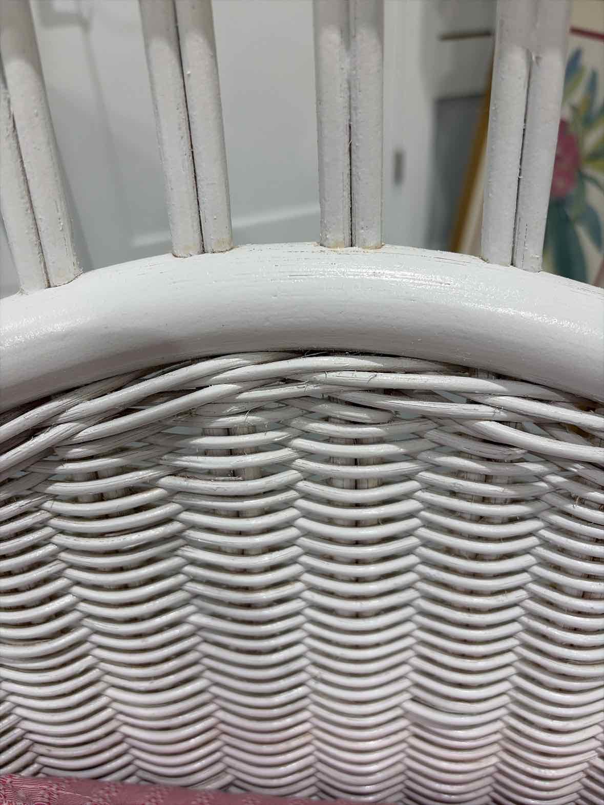 White Wicker Chair With Pink Cushions | True Fashionistas.