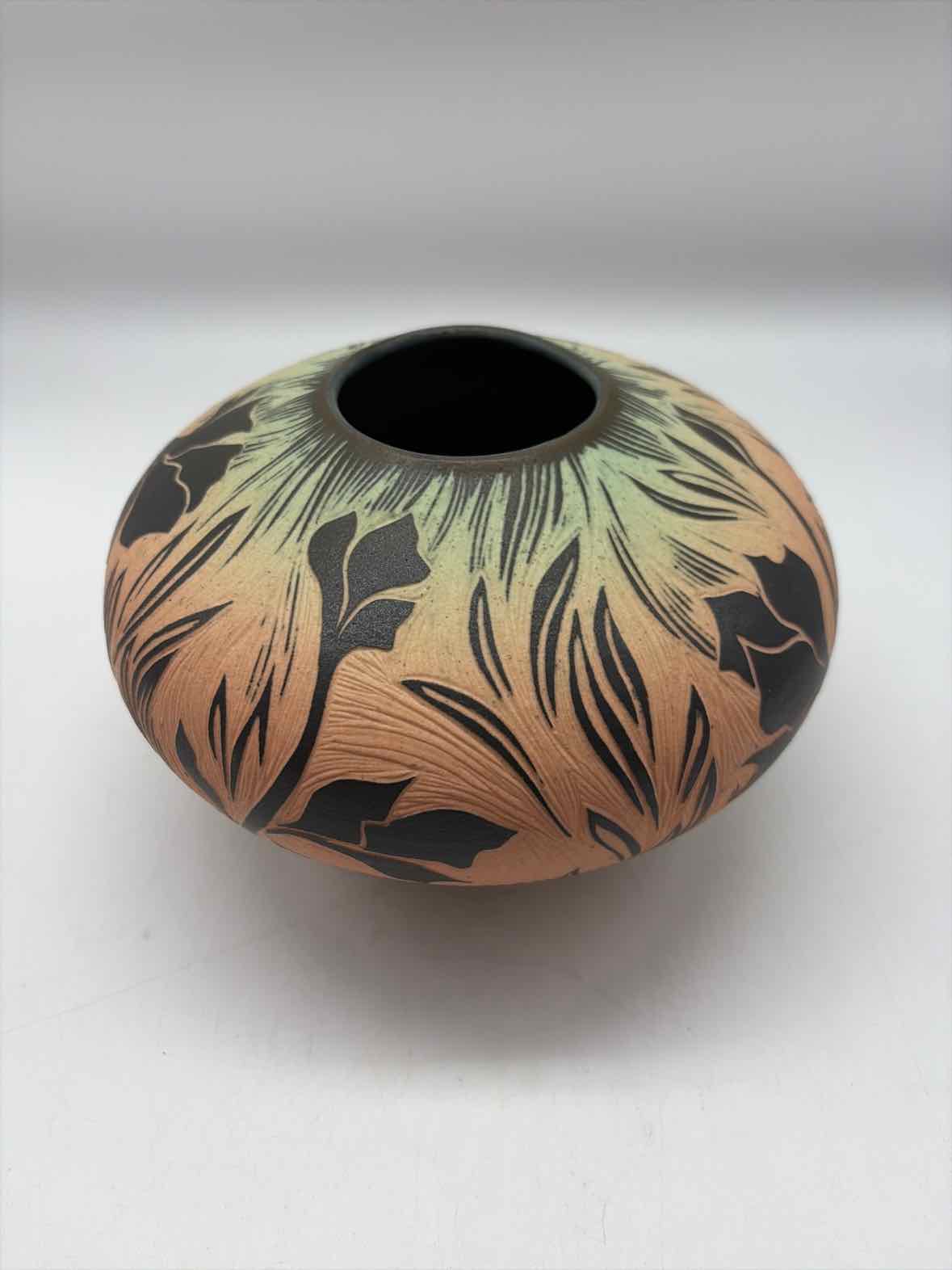 Natalie Blake Orange Green & bBrown Pottery Pot | True Fashionistas.