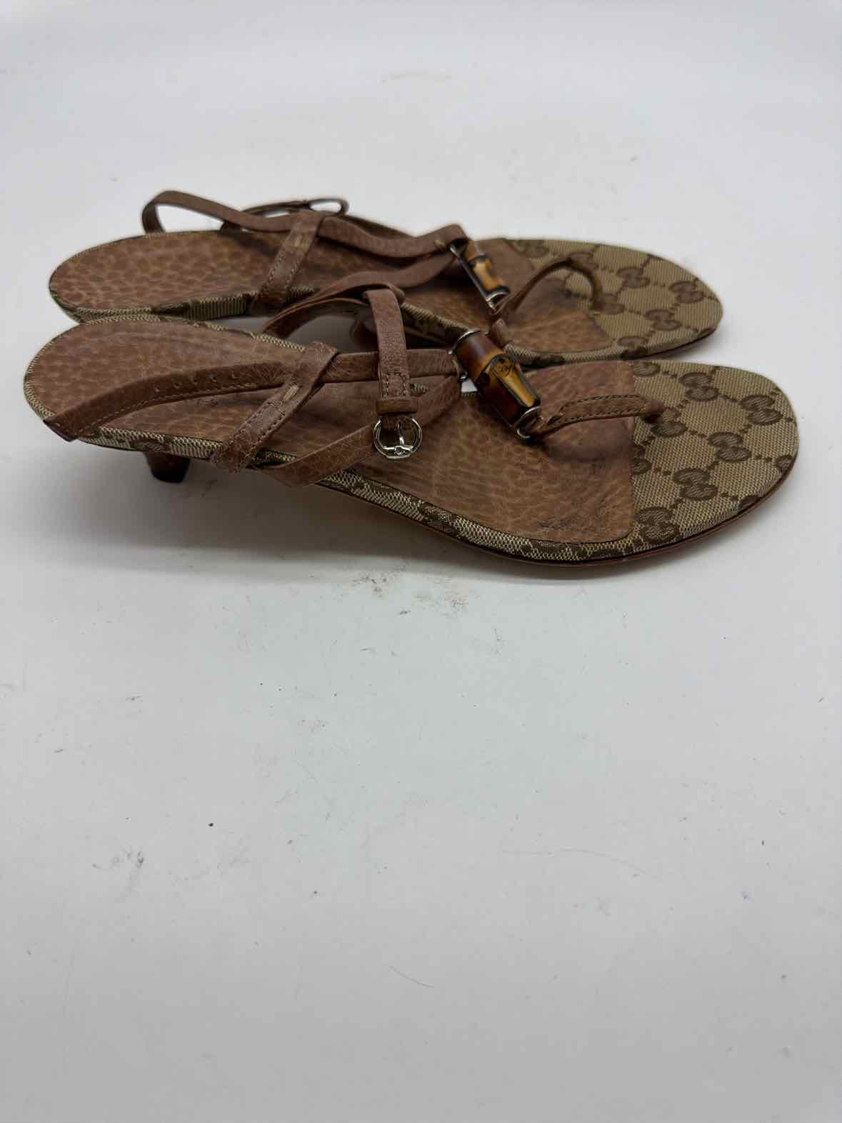 Pre-Owned Gucci Tan Size 37 Strappy Heels | True Fashionistas.