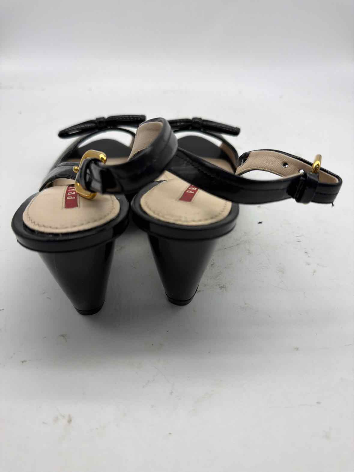 Pre-Owned Prada Black Size 36.5 Patent Leather Wedge Heels | True Fashionistas.