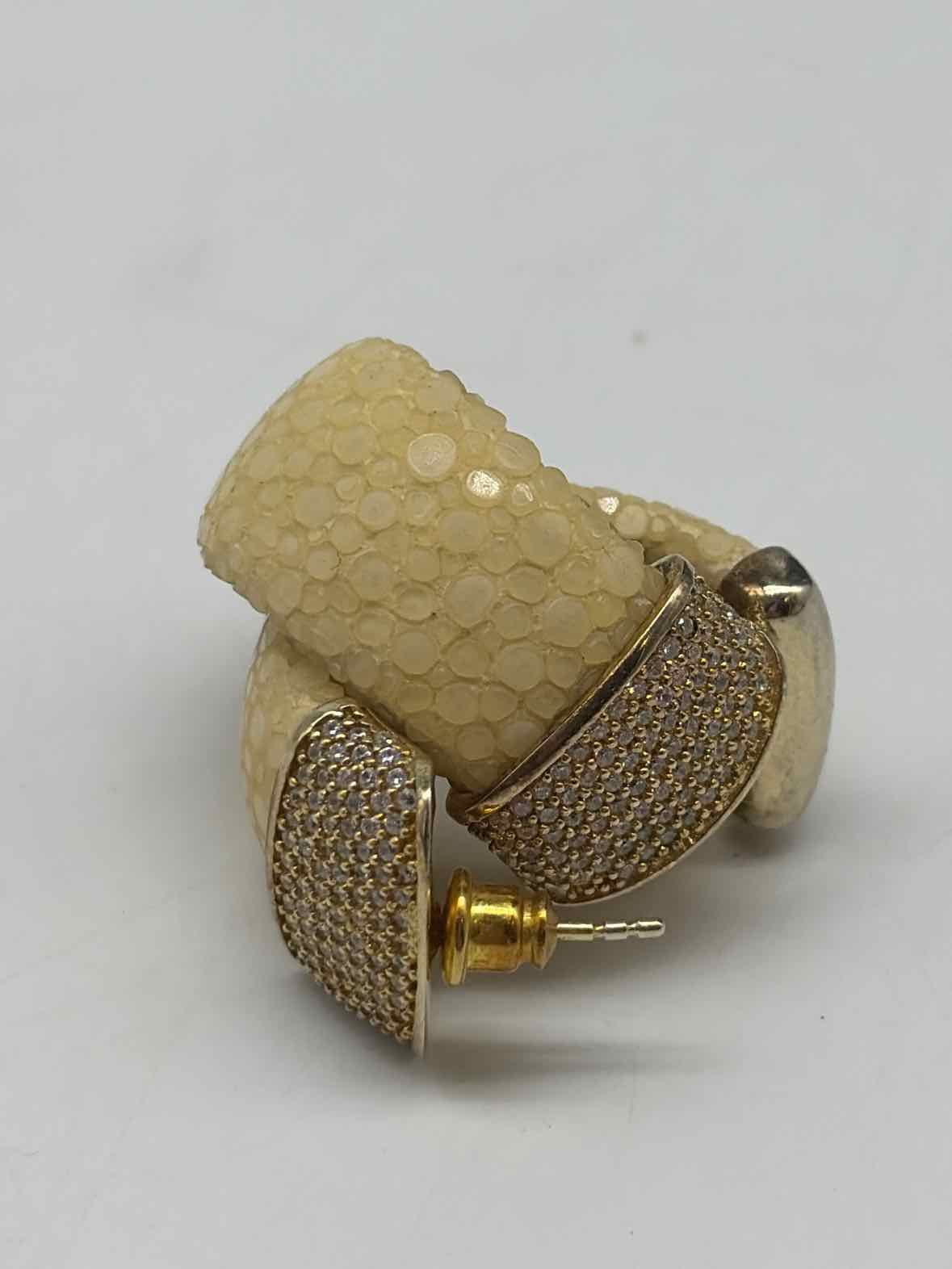 Gold Plated 925 Silver Eel Skin Crystal Hoop Earrings | True Fashionistas.