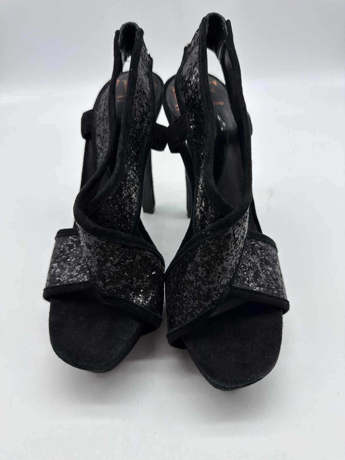 Pre-Owned Diane Von Furstenberg Black Size 7 Glitter Stiletto Heels | True Fashionistas.