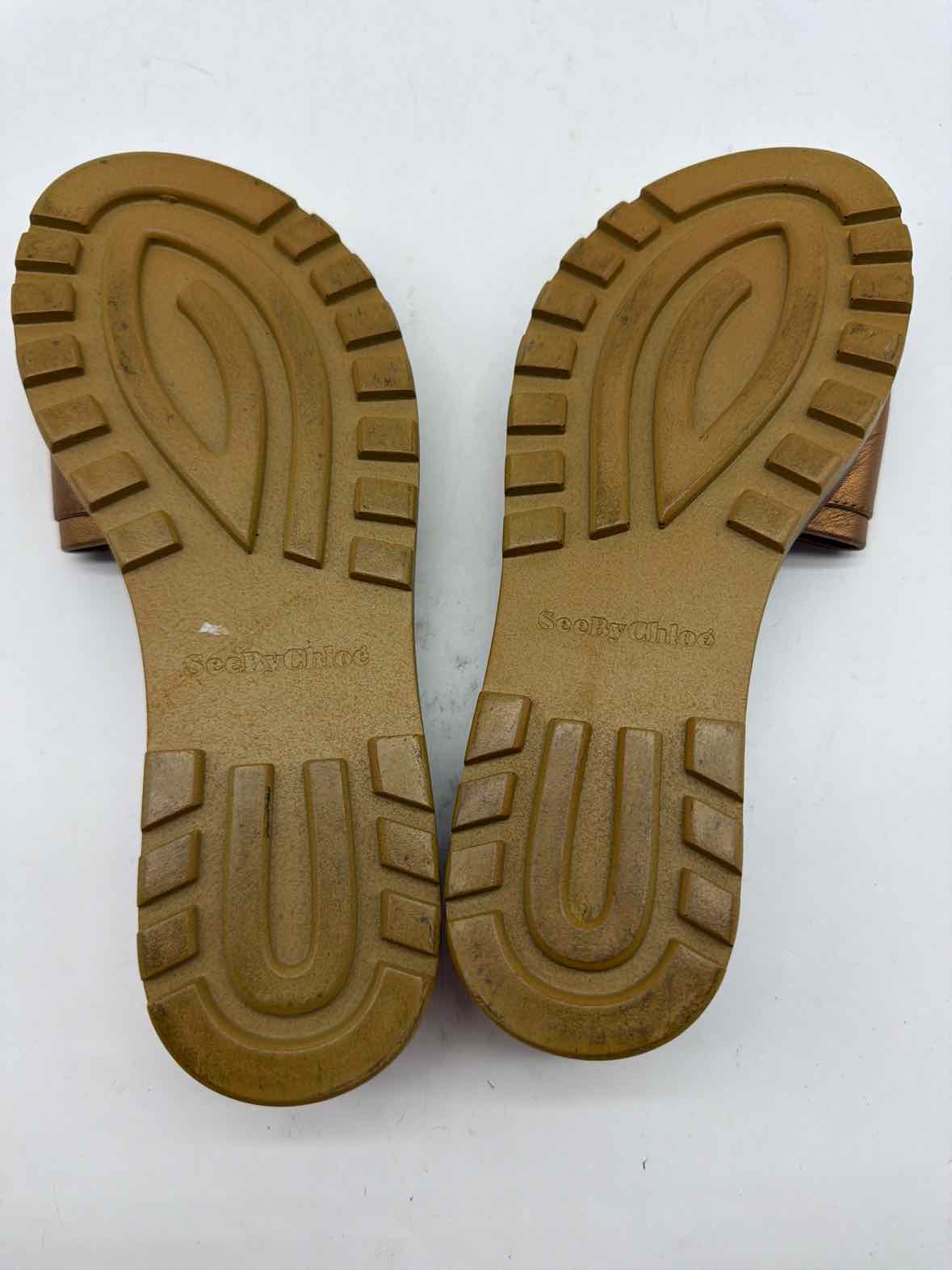 Pre-Owned See By Chloe Gold Size 35 Slide Sandals | True Fashionistas.