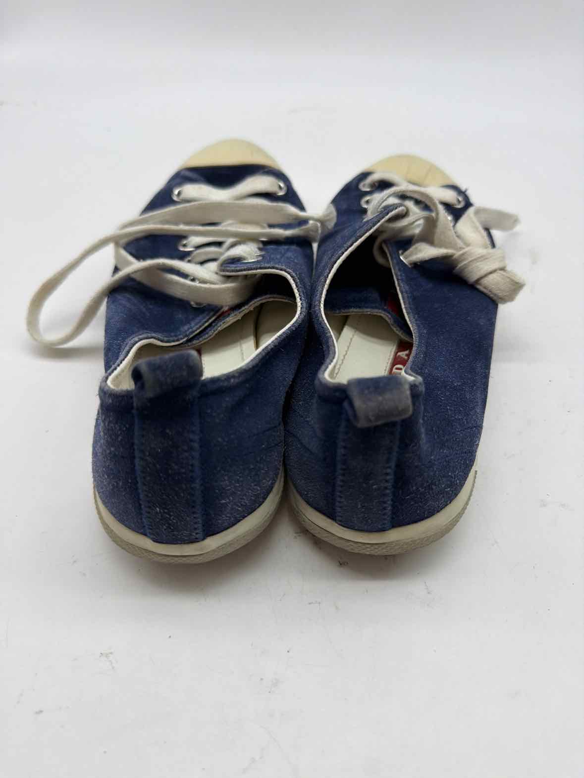 Pre-Owned Prada Blue Size 36.5 Suede Fashion Sneaker Athletic Shoes | True Fashionistas.