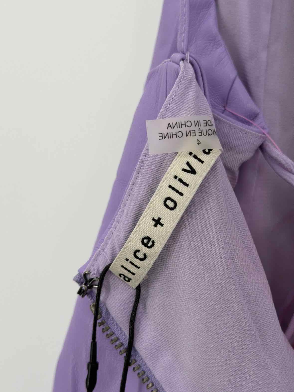 Pre-Owned Alice + Olivia Purple Size 4 Faux Leather Short Sleeveless Dress | True Fashionistas.