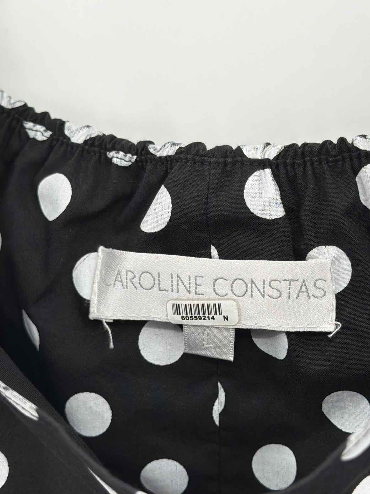 Pre-Owned Caroline Constas Black Size Large Polka Dot Short Long Sleeve Dress | True Fashionistas.