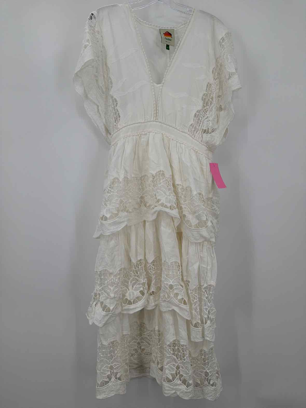 Pre-Owned Farm Rio White Size Small Long Short Sleeve Dress | True Fashionistas.