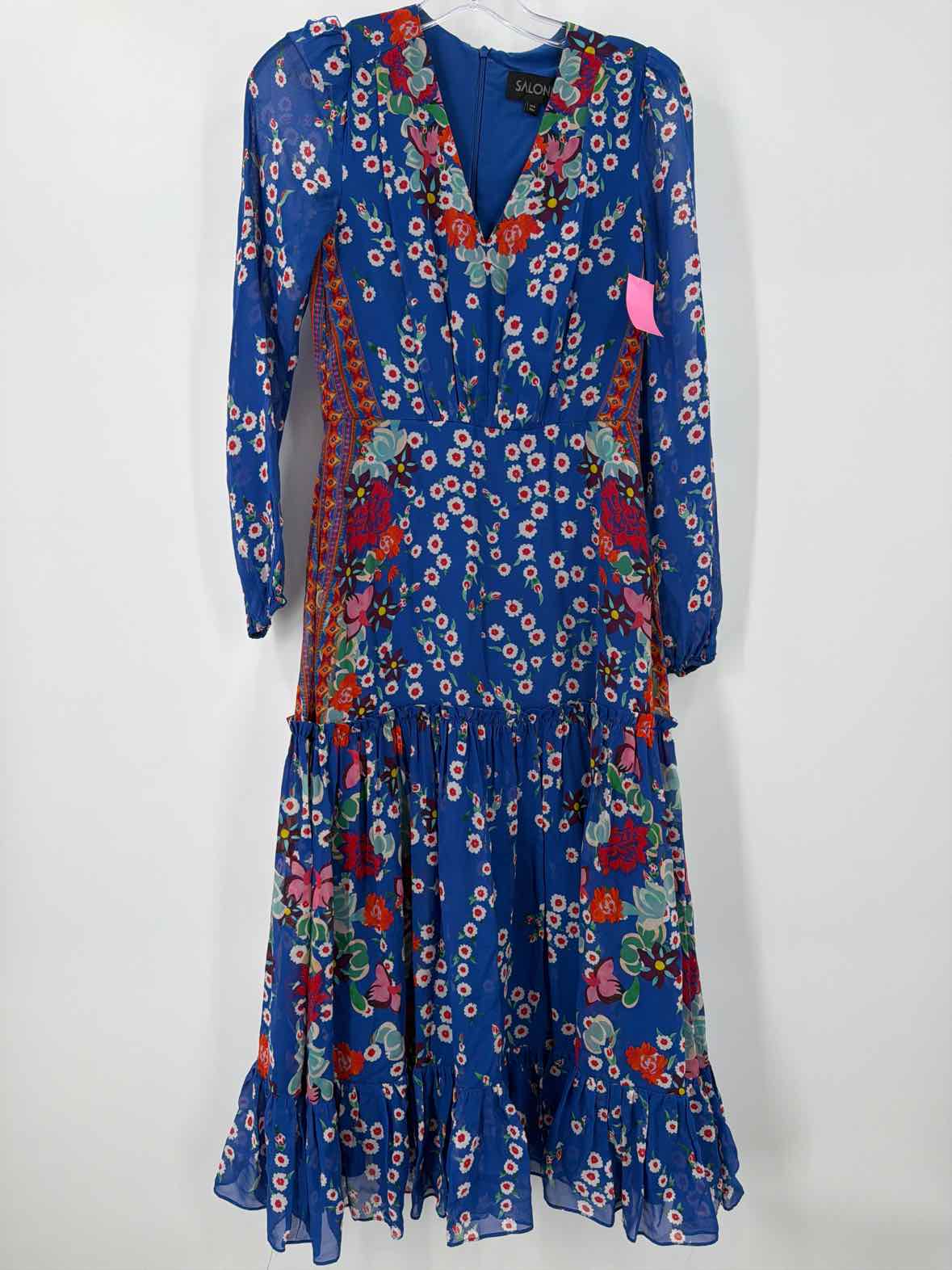 Pre-Owned Saloni Blue Size 4 Long Long Sleeve Dress | True Fashionistas.