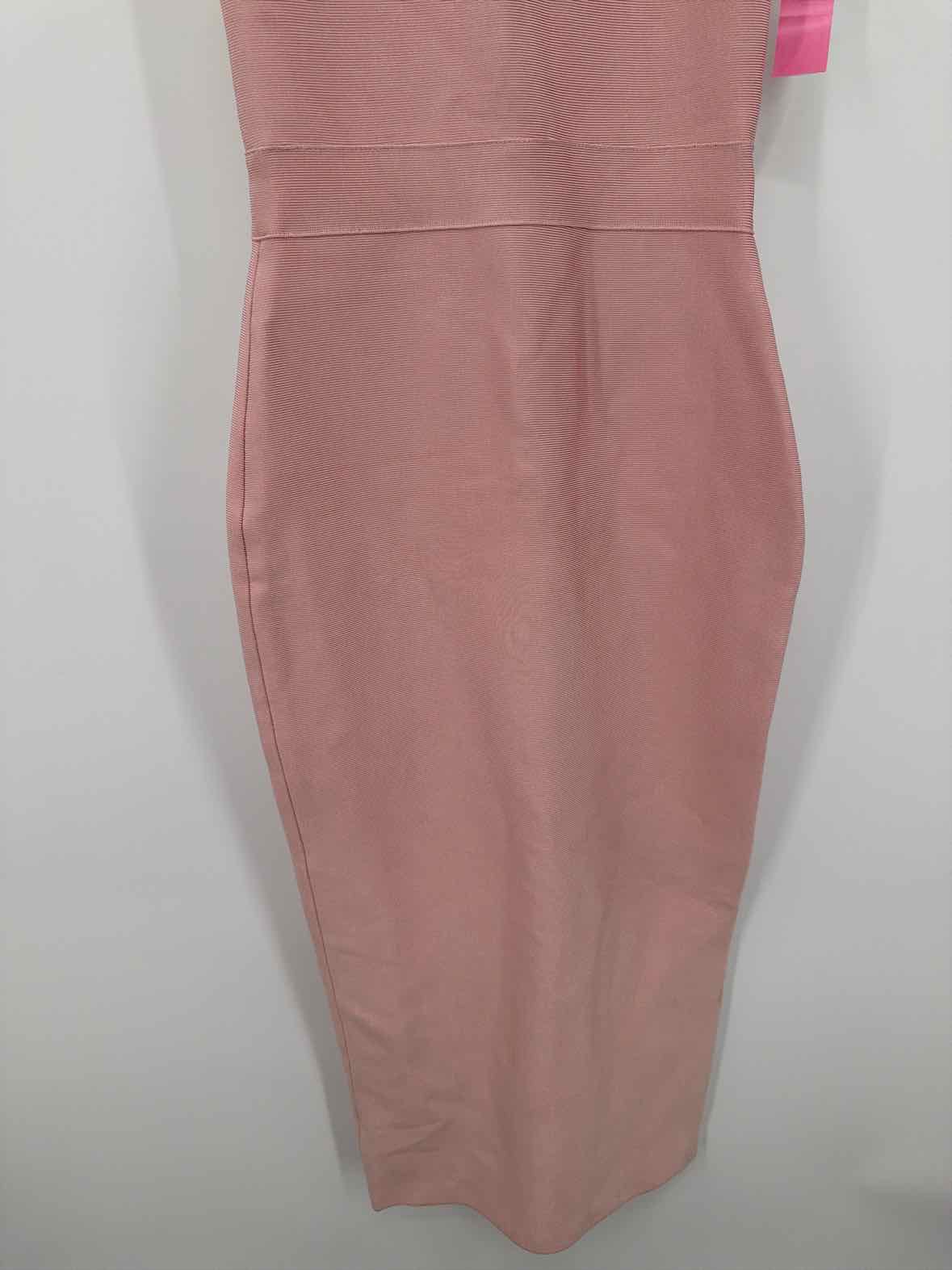 Pre-Owned House of London Pink Size Medium Knit Bodycon Midi Sleeveless Dress | True Fashionistas.