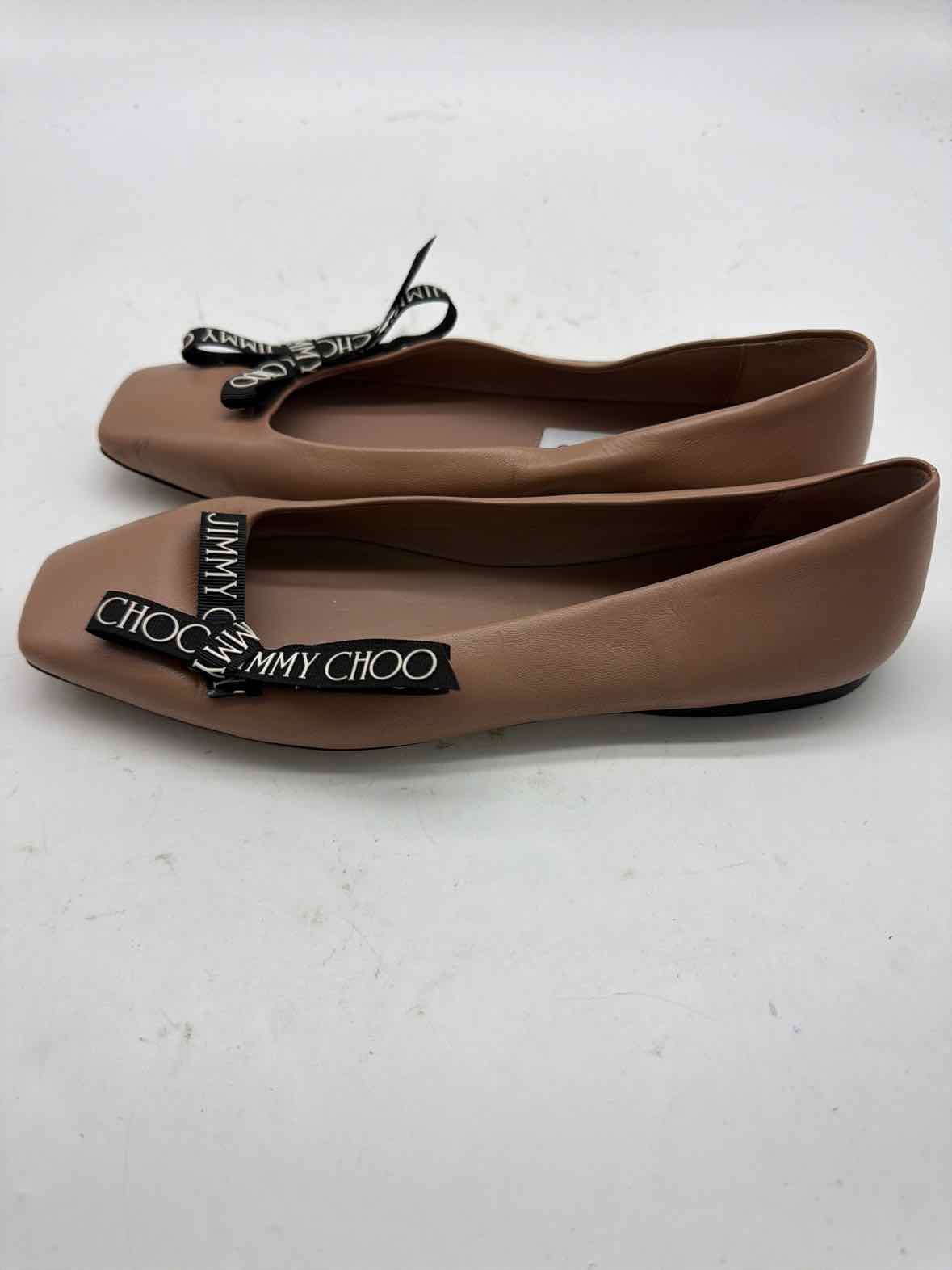 Pre-Owned Jimmy Choo Tan Size 36 Bow Slip On Flats | True Fashionistas.