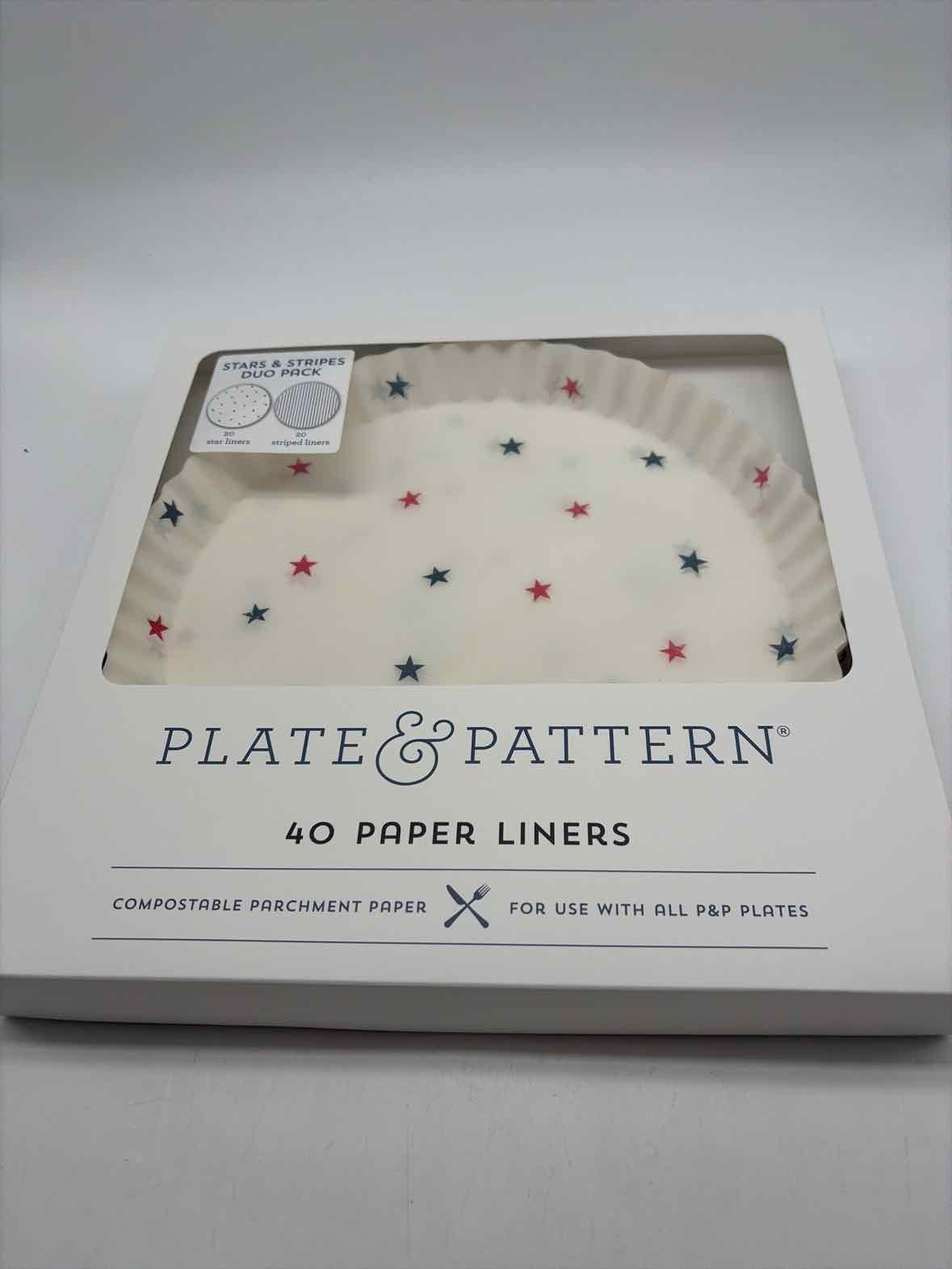 Plate & Pattern Red White and Blue Stars 40 Paper Liners | True Fashionistas.