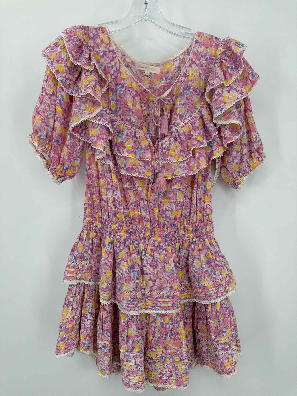 Pre-Owned Love Shack Fancy Pink Size Large Short Short Sleeve Dress | True Fashionistas.