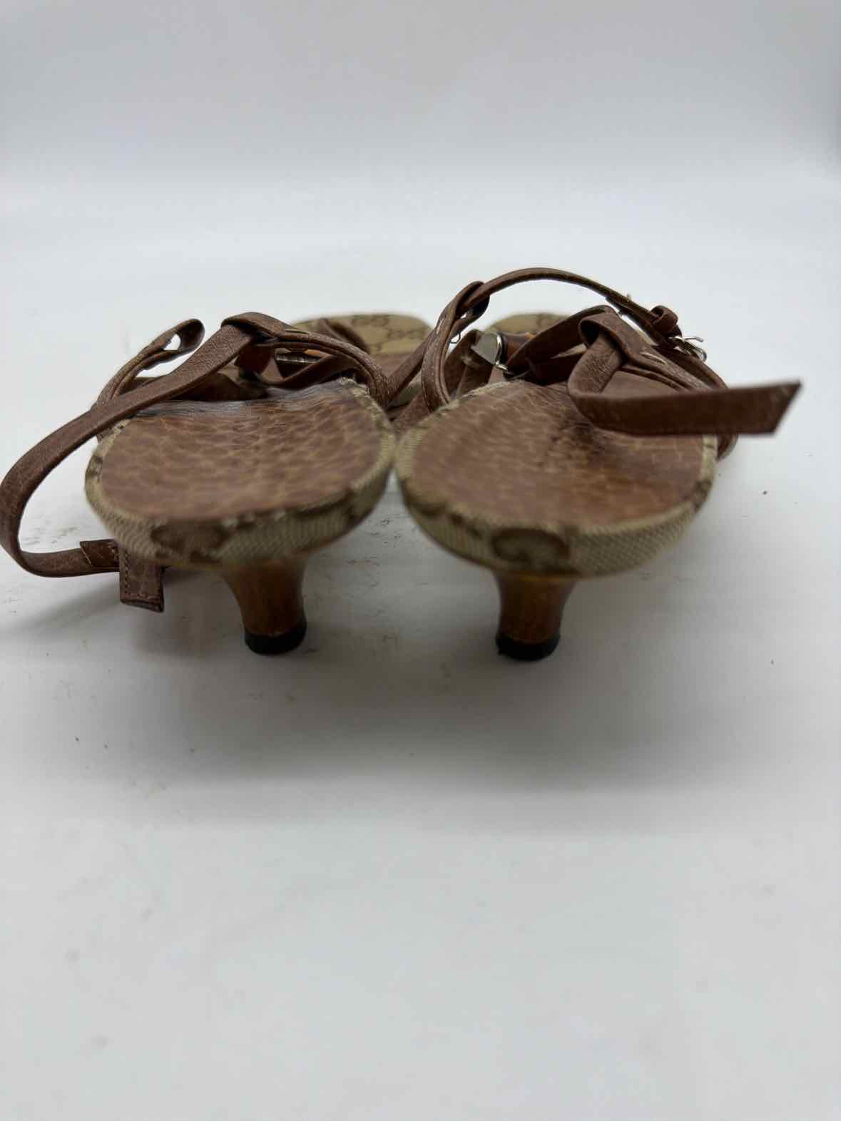 Pre-Owned Gucci Tan Size 37 Strappy Heels | True Fashionistas.