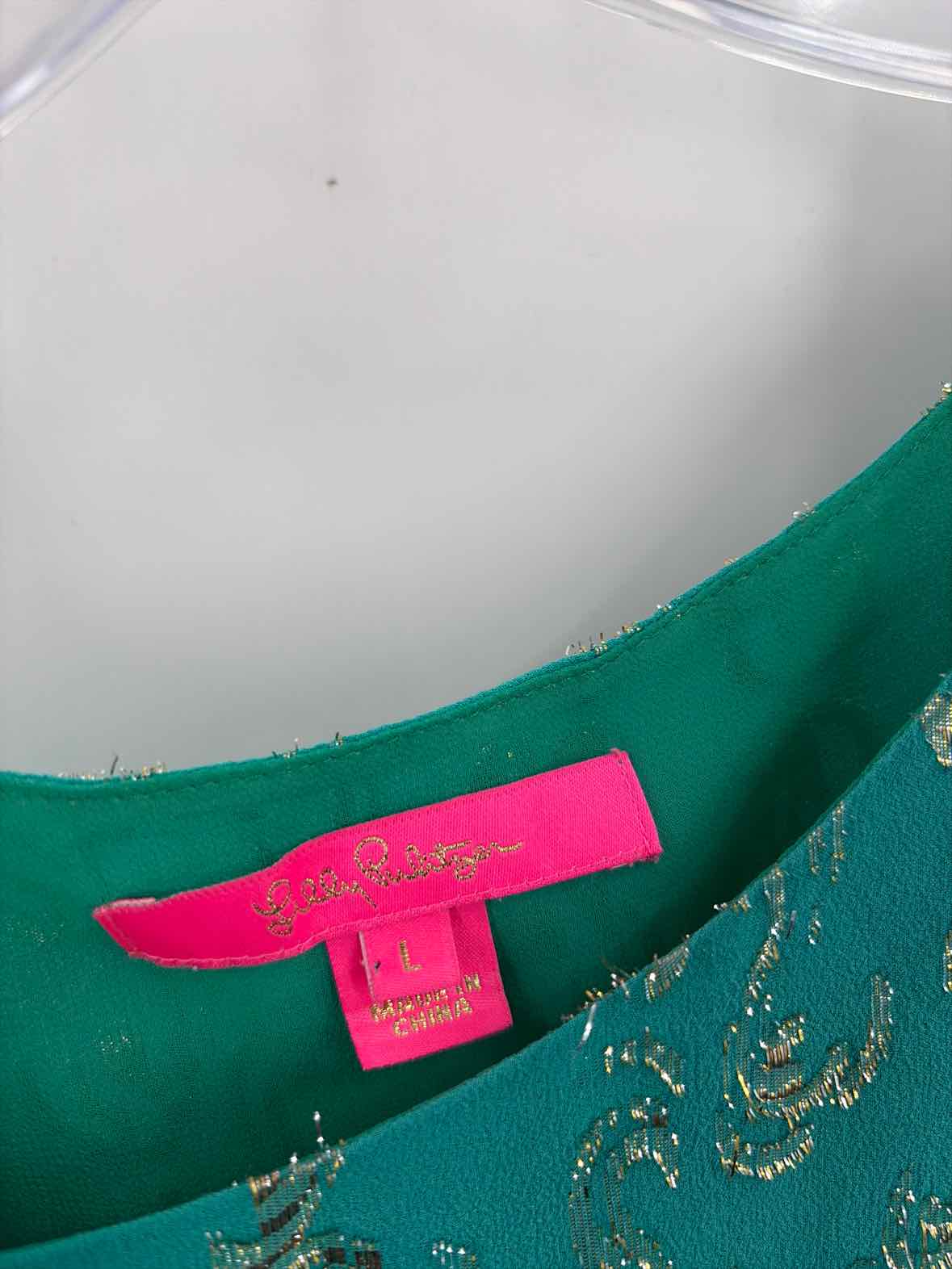 Pre-Owned Lilly Pulitzer Green Size Large Long Sleeve Blouse | True Fashionistas.