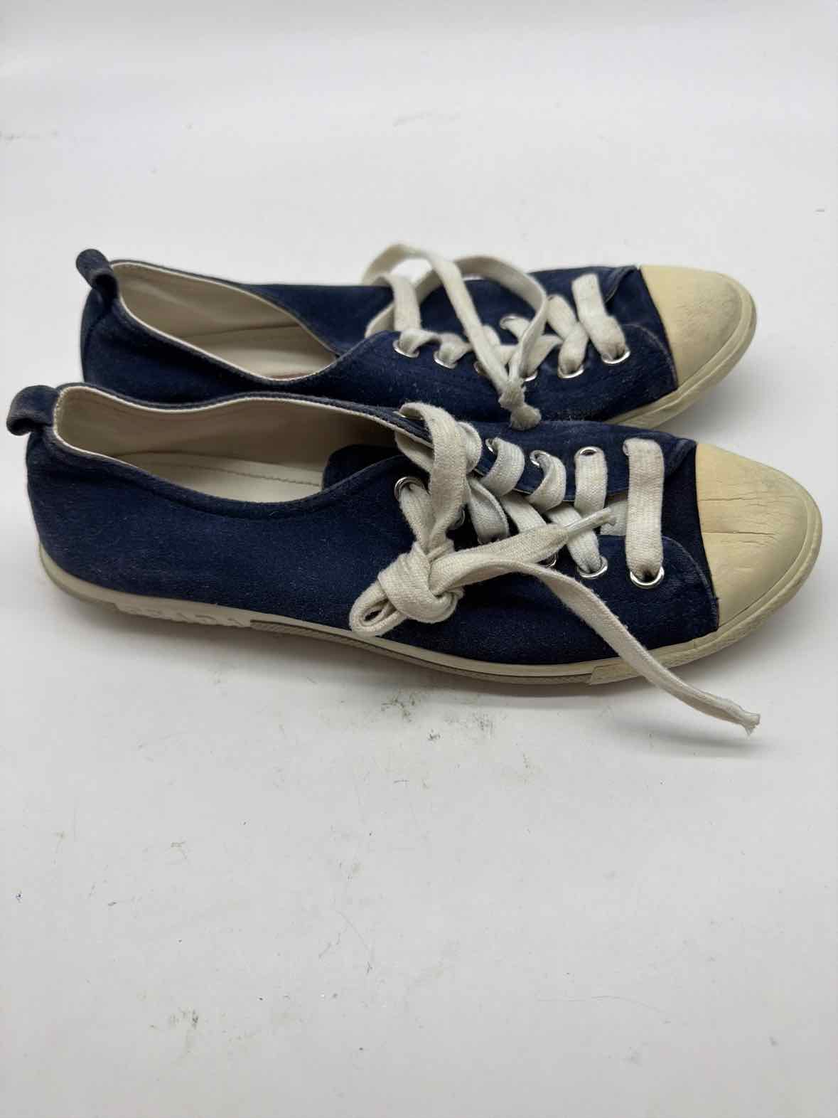 Pre-Owned Prada Blue Size 36.5 Suede Fashion Sneaker Athletic Shoes | True Fashionistas.