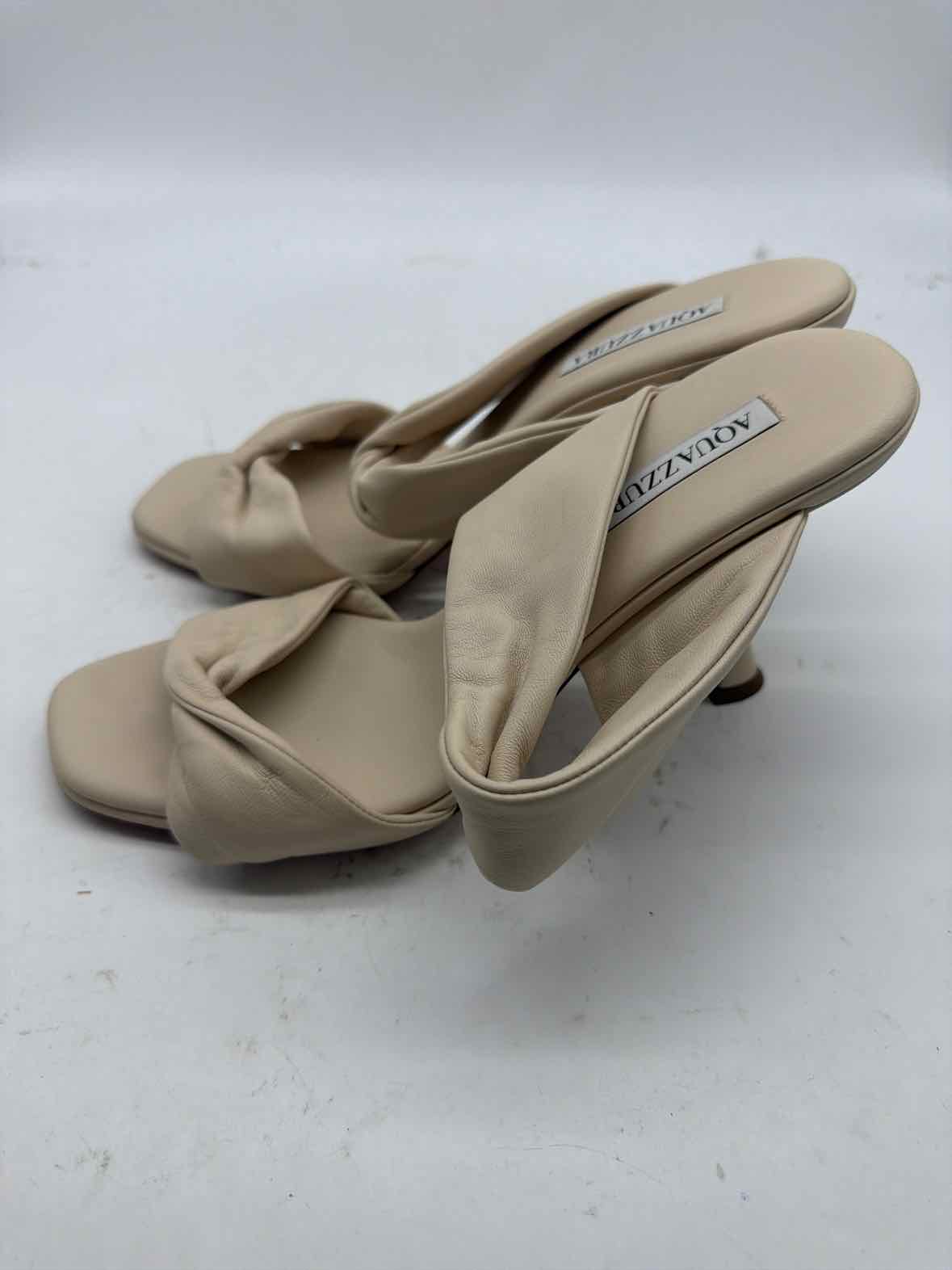 Pre-Owned Aquazzura Tan Size 11 Mule Heels | True Fashionistas.