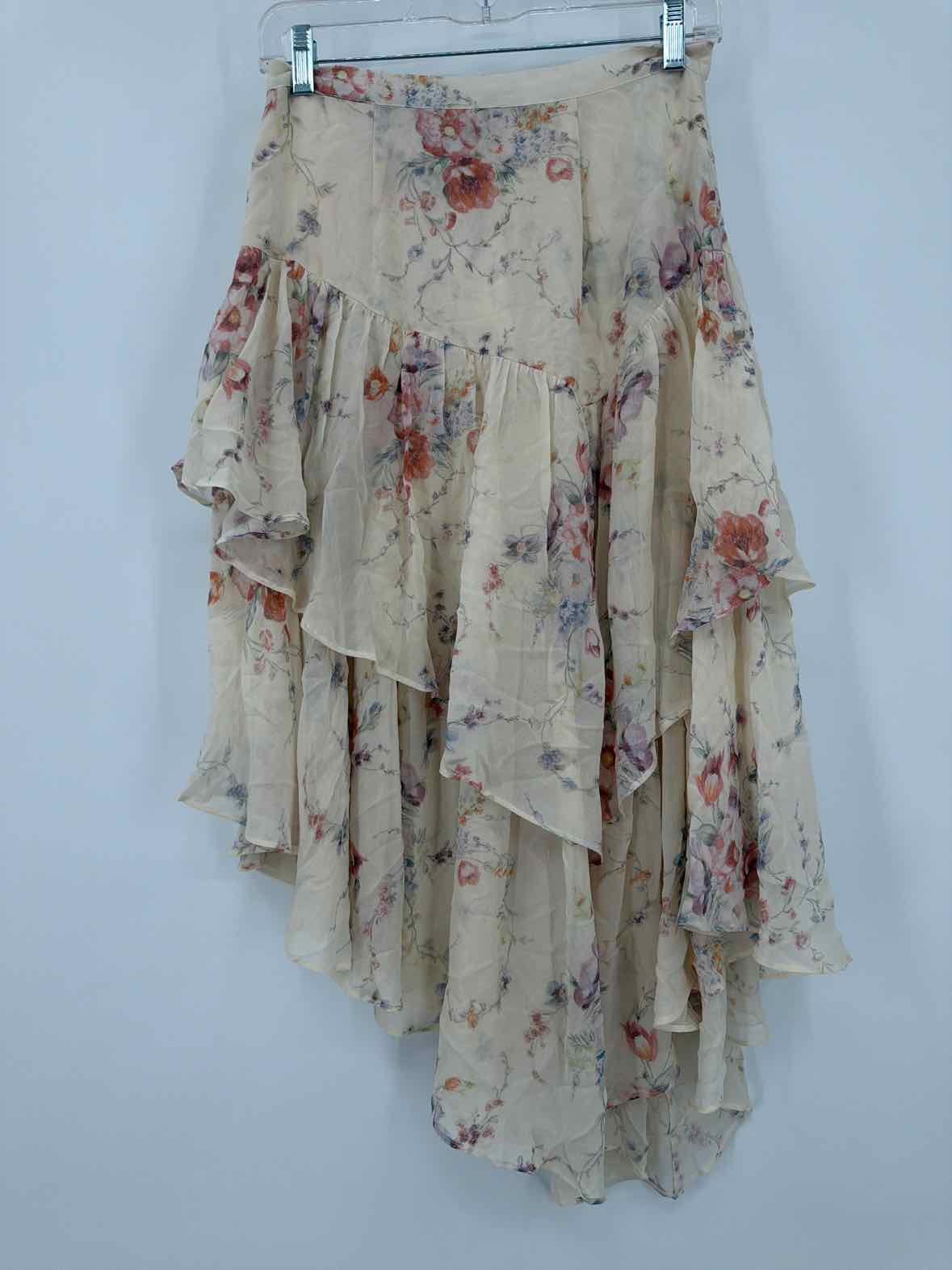 Pre-Owned Love Shack Fancy Ivory Size XS Silk Floral Rowan Skirt Maxi Skirt | True Fashionistas.