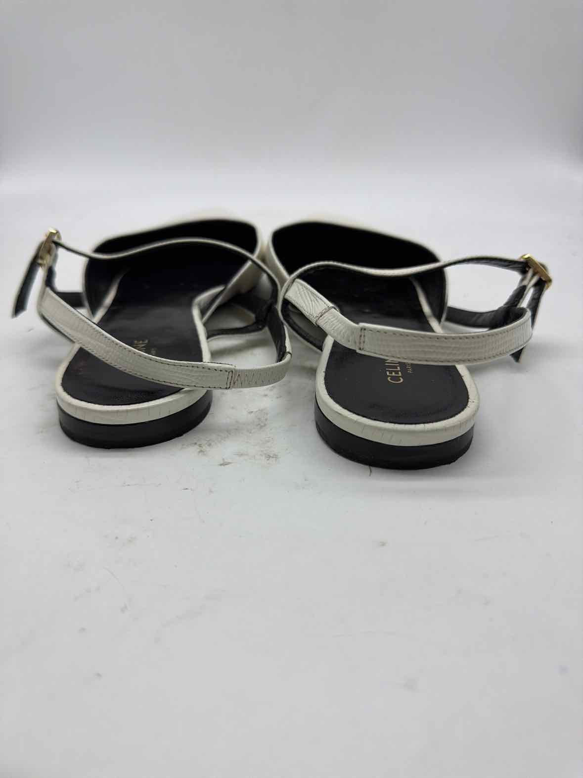 Pre-Owned Celine White Size 9 Slingback Flats | True Fashionistas.