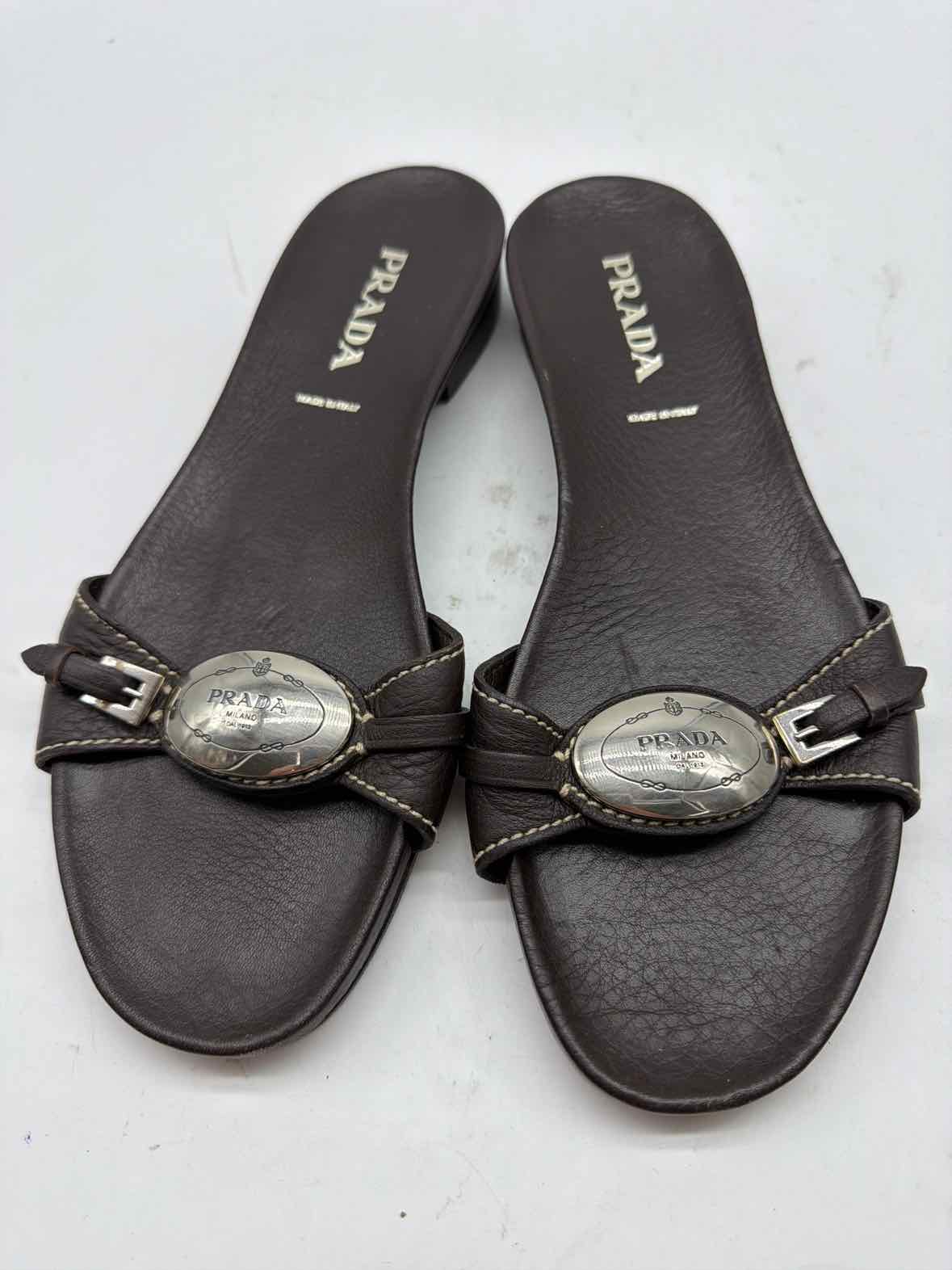 Pre-Owned Prada Brown Size 37.5 Mule Sandals | True Fashionistas.