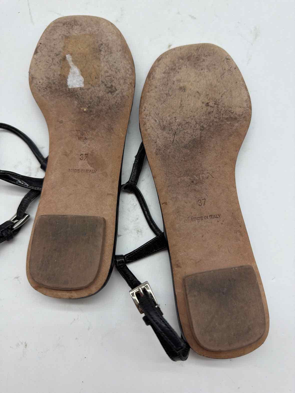Pre-Owned Prada Black Size 7 Thong Sandals | True Fashionistas.