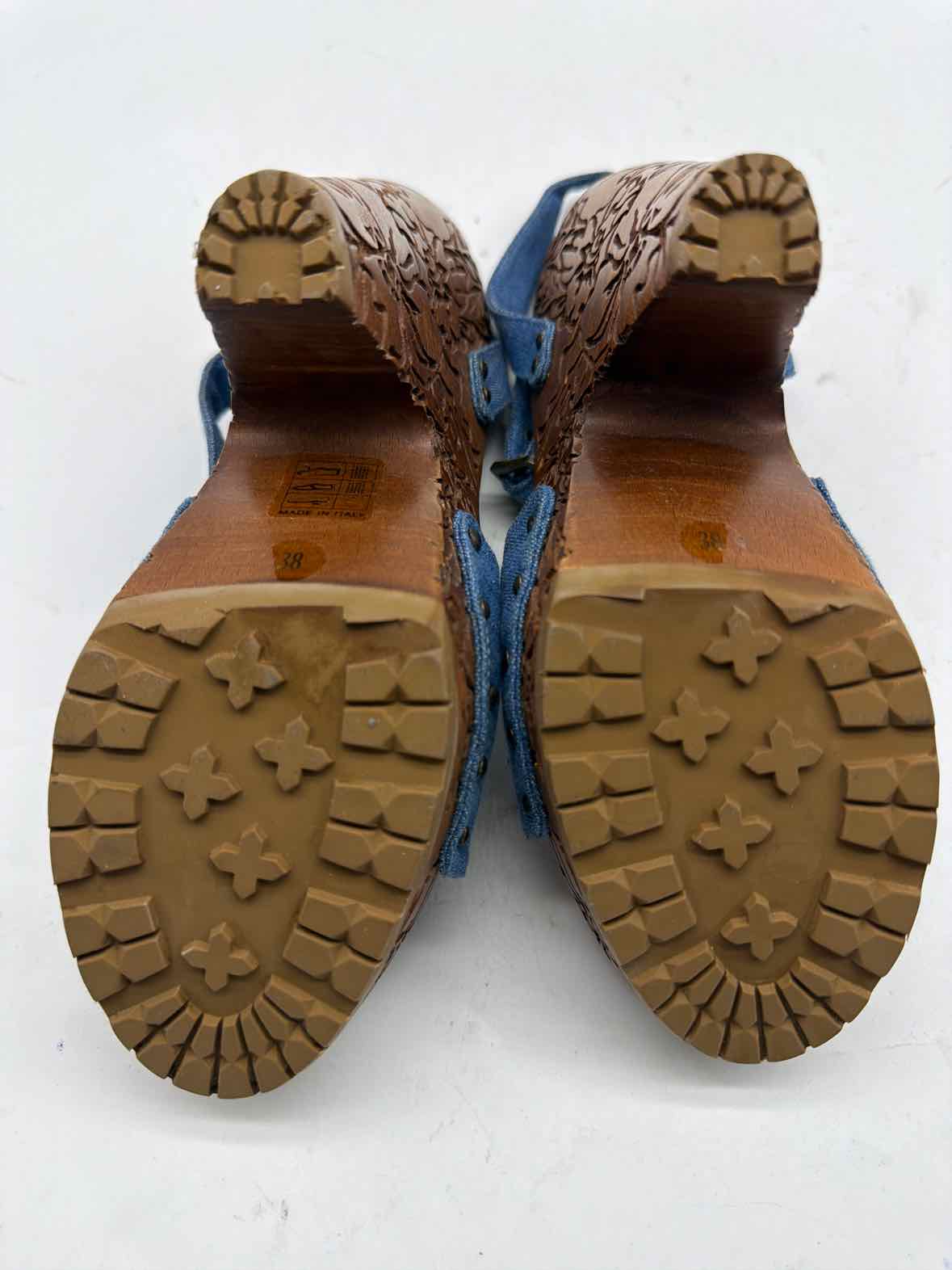 Pre-Owned Stella McCartney Blue Size 38 Wood Wedge Heels | True Fashionistas.