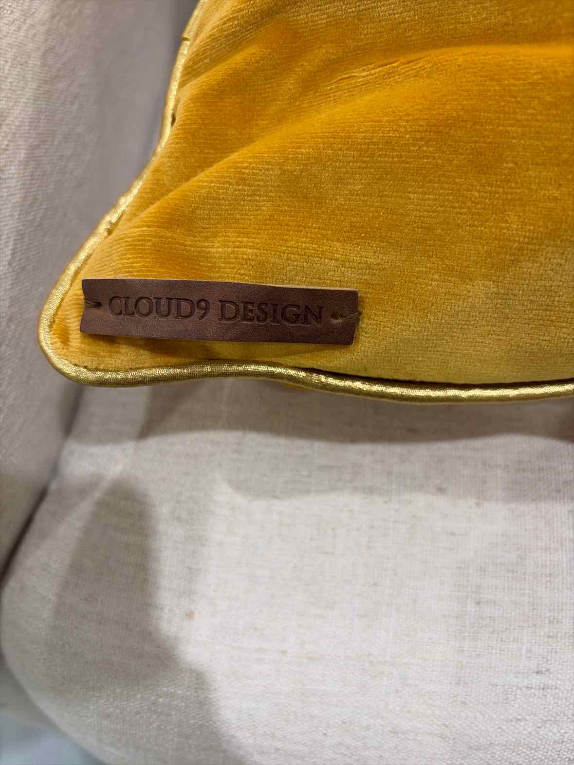 Cloud 9 Gold Velvet Pillows with metallic gold cord | True Fashionistas.