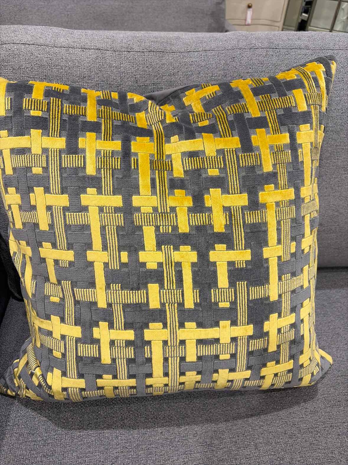 Gray & Yellow Geo Design Pillow | True Fashionistas.