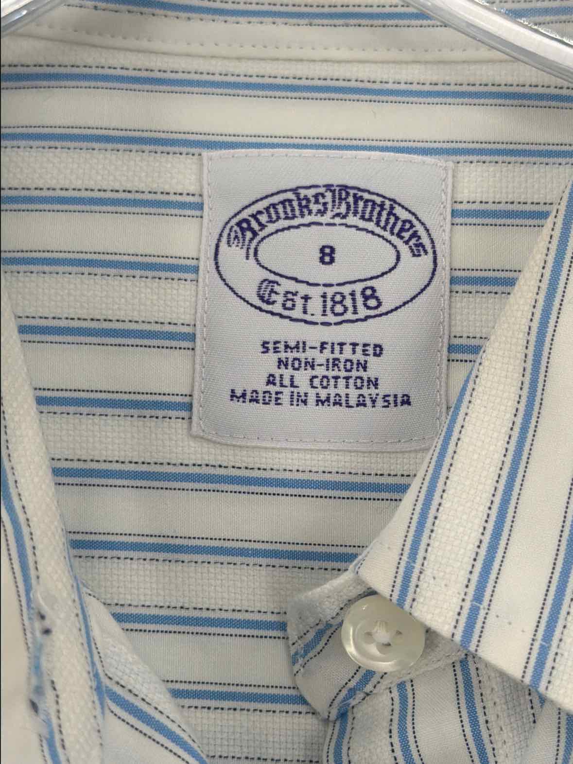 Pre-Owned Brooks Brothers White Size 8 Stripe Button Down | True Fashionistas.