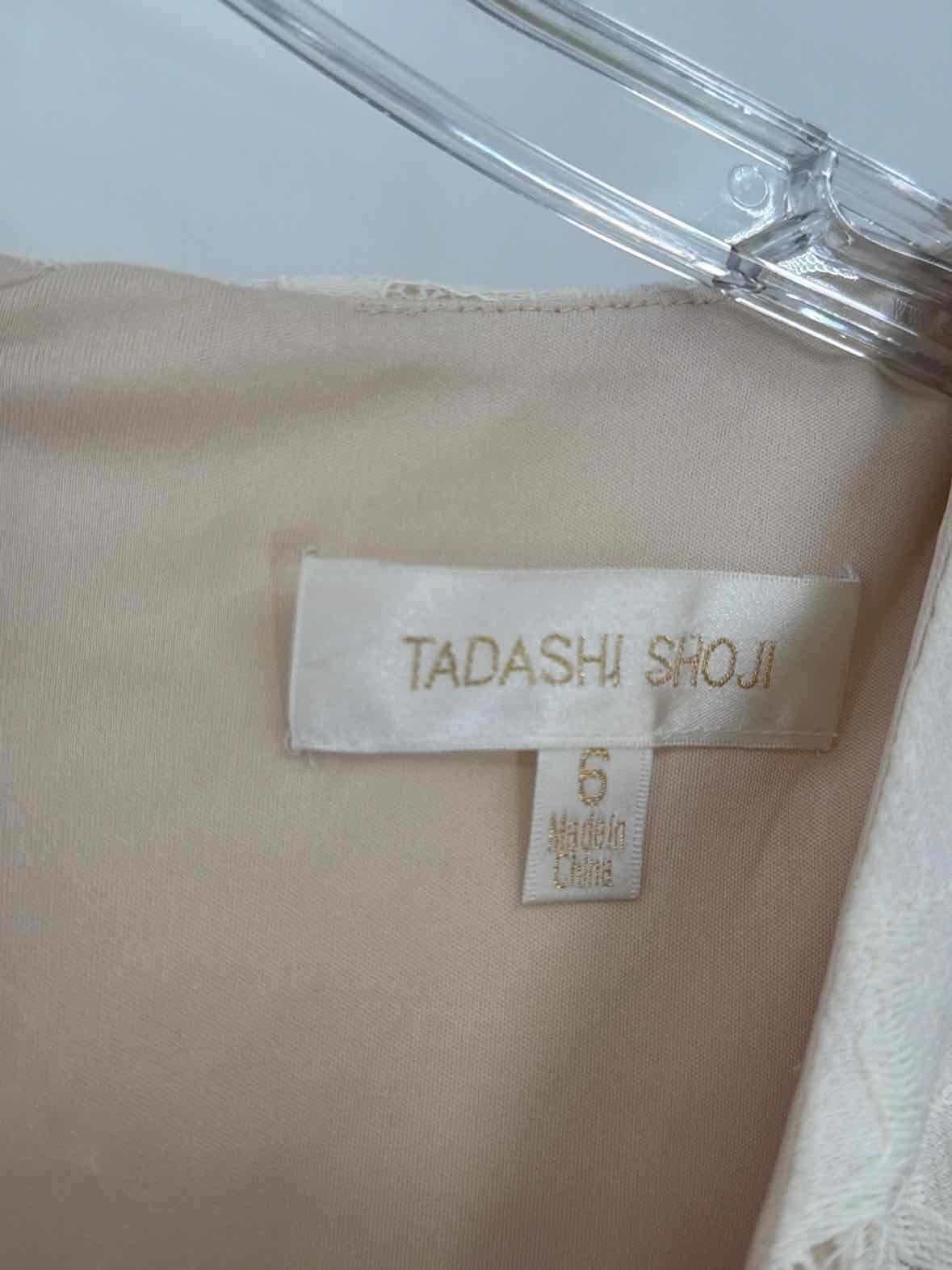 Pre-Owned Tadashi Shoji Ivory Size 6 Lace Cocktail Short Sleeveless Dress | True Fashionistas.