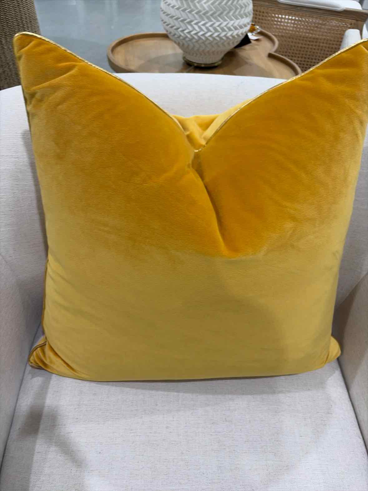 Cloud 9 Gold Velvet Pillows with metallic gold cord | True Fashionistas.