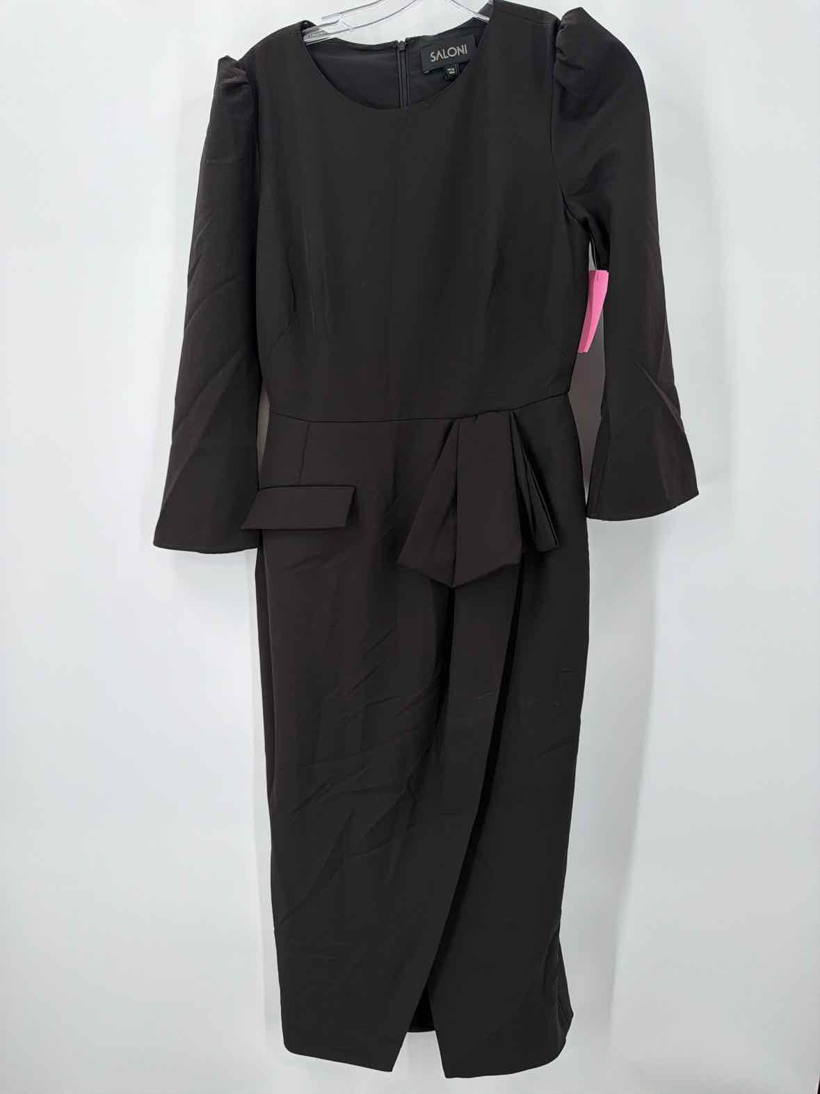 Pre-Owned Saloni Black Size 6 Long Long Sleeve Dress | True Fashionistas.