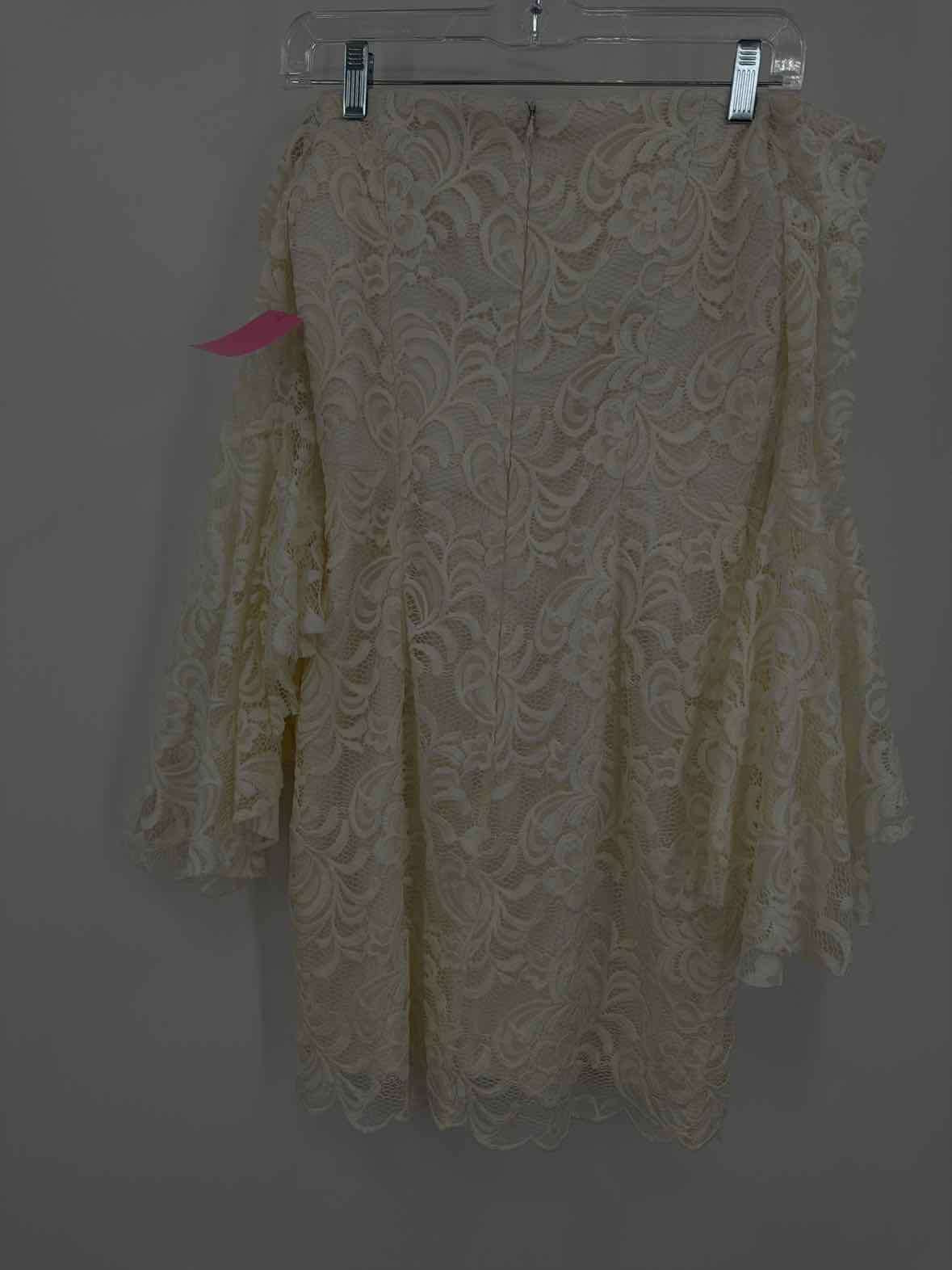 Pre-Owned Milly Ivory Size 2 Lace Cocktail Short Long Sleeve Dress | True Fashionistas.
