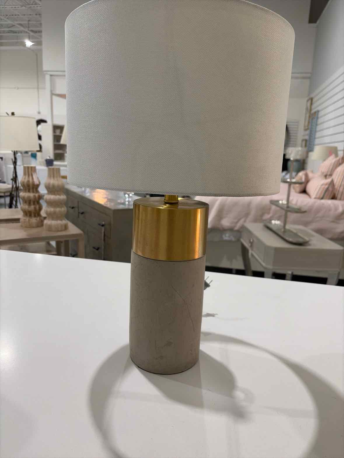 Safavieh Oliver Gray & Brass Cement Accent Lamp | True Fashionistas.