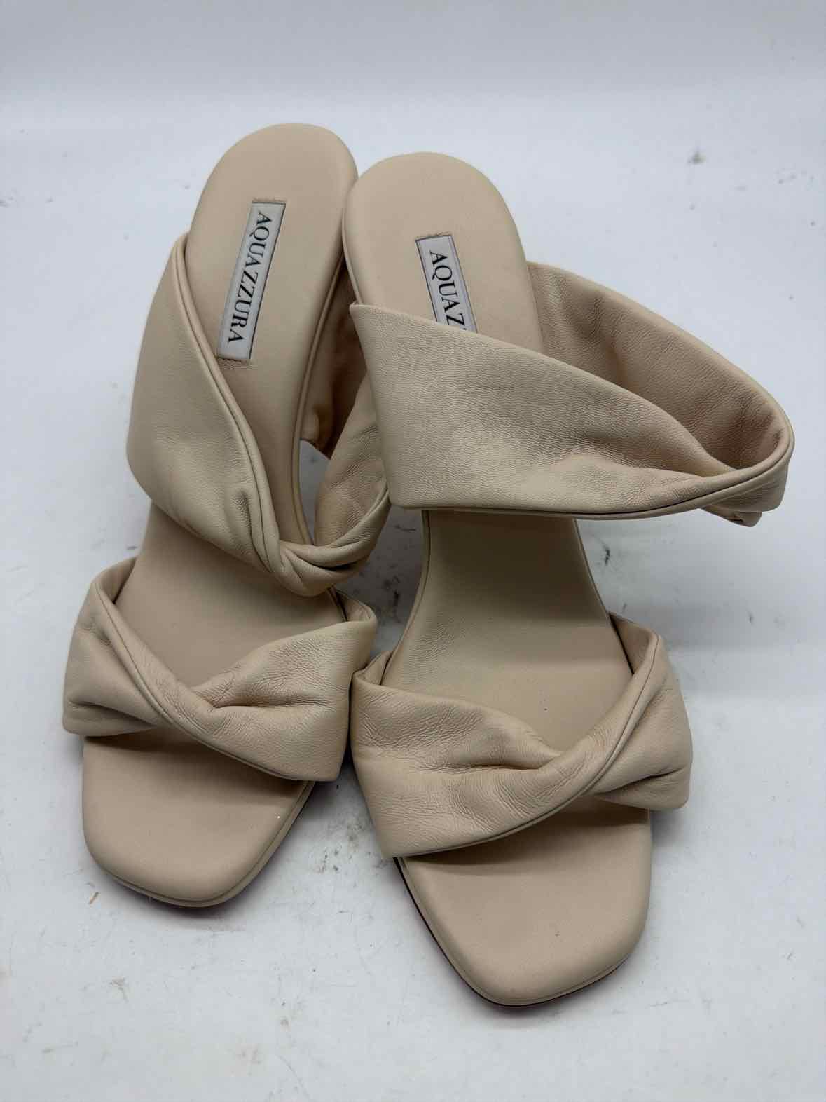 Pre-Owned Aquazzura Tan Size 11 Mule Heels | True Fashionistas.