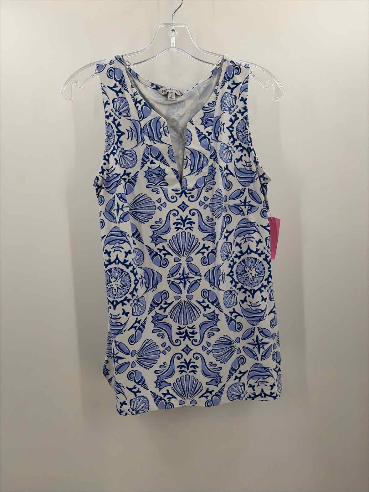 Pre-Owned Sunsets & Sweet Tea Blue Size Small Printed Tank Top | True Fashionistas.