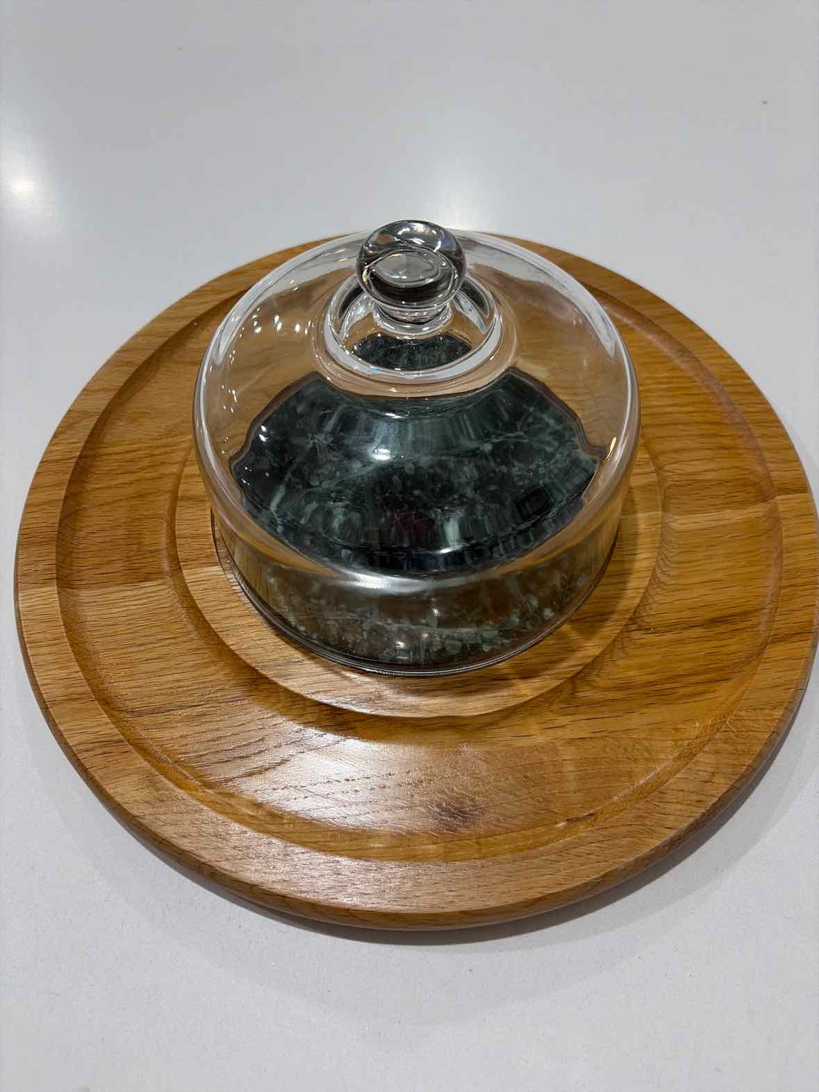 Wood & Green Marble Cheeseboard w/ Glass Dome | True Fashionistas.