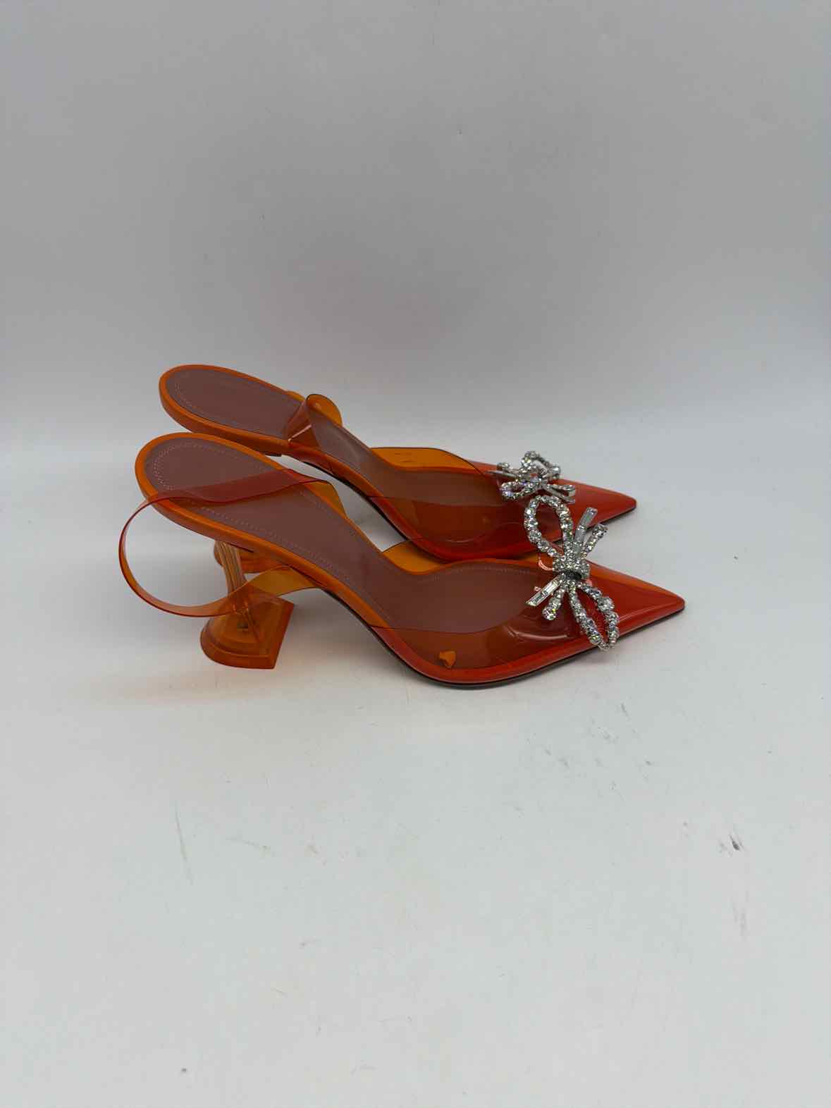 Pre-Owned Amina Muaddi Orange Size 37.5 Slingback Heels | True Fashionistas.