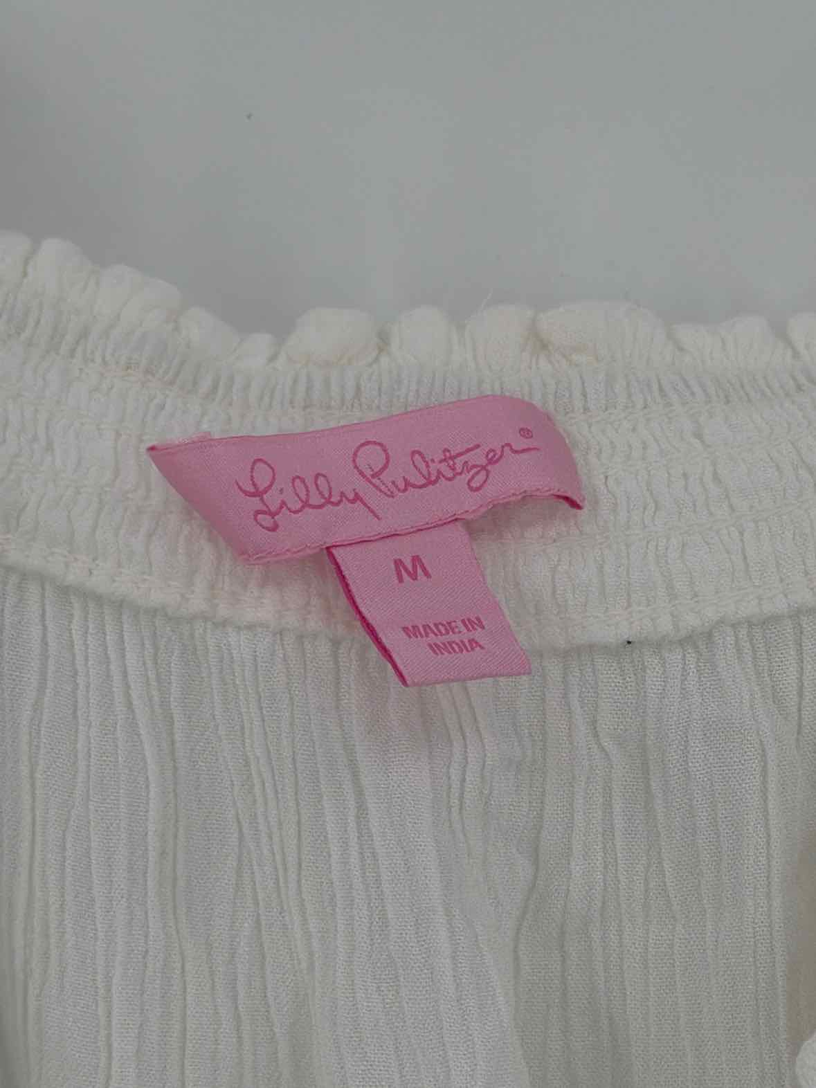 Pre-Owned Lilly Pulitzer White Size Medium Off Shoulder Blouse | True Fashionistas.