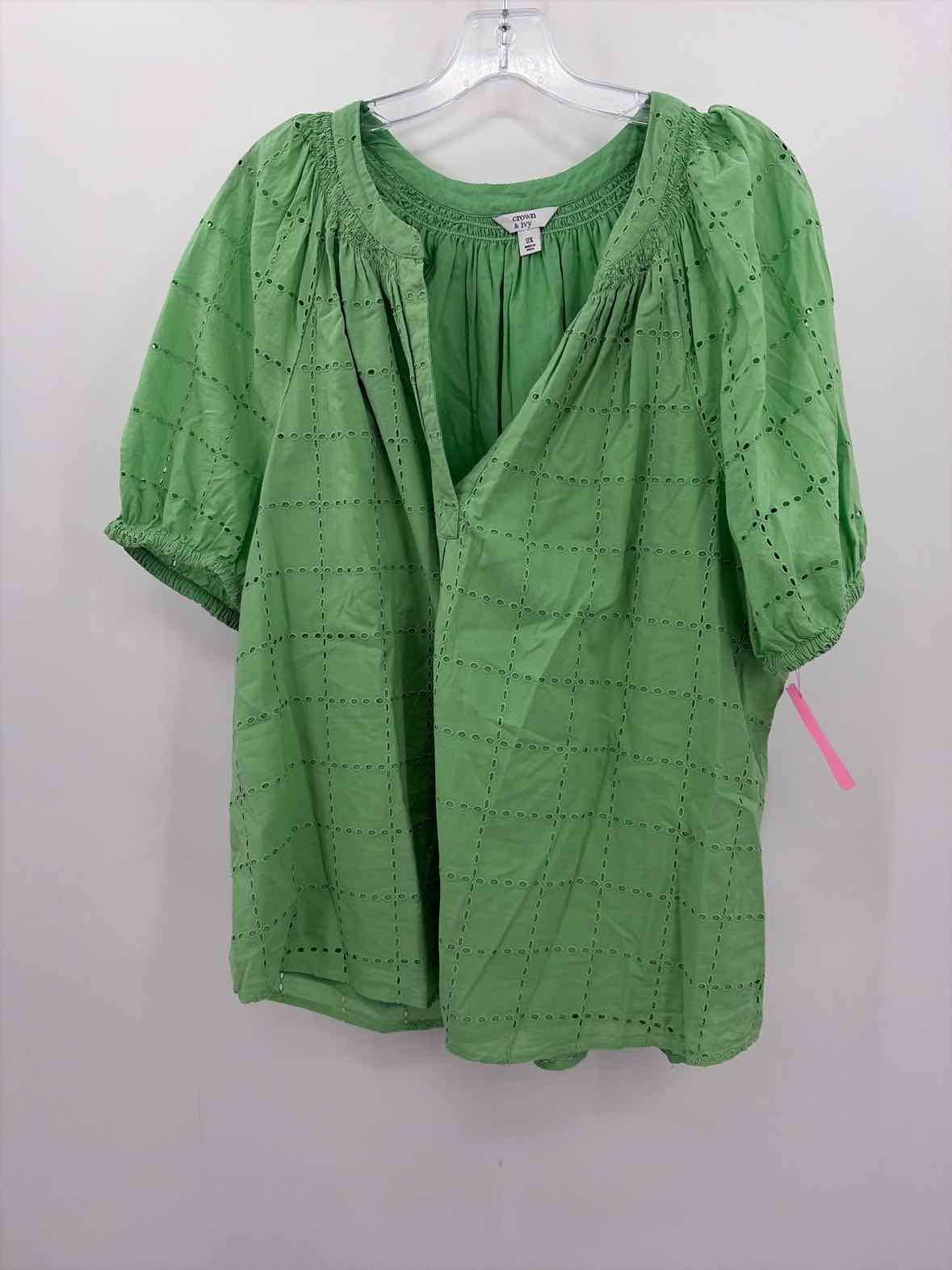 Crown & Ivy Green Size 2X Blouse | True Fashionistas.