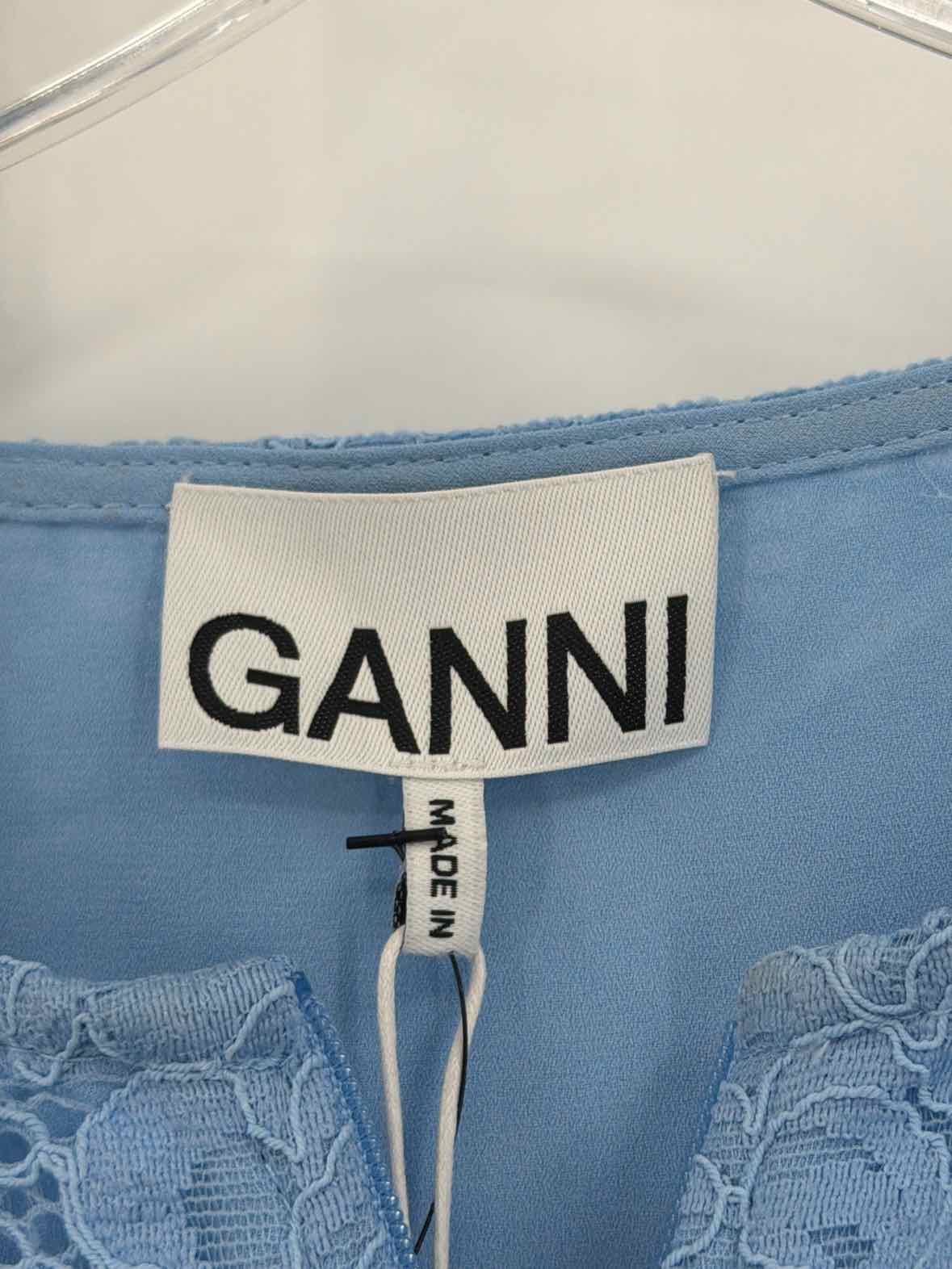 Pre-Owned Ganni Blue Size 36/4 Lace Short Long Sleeve Dress | True Fashionistas.