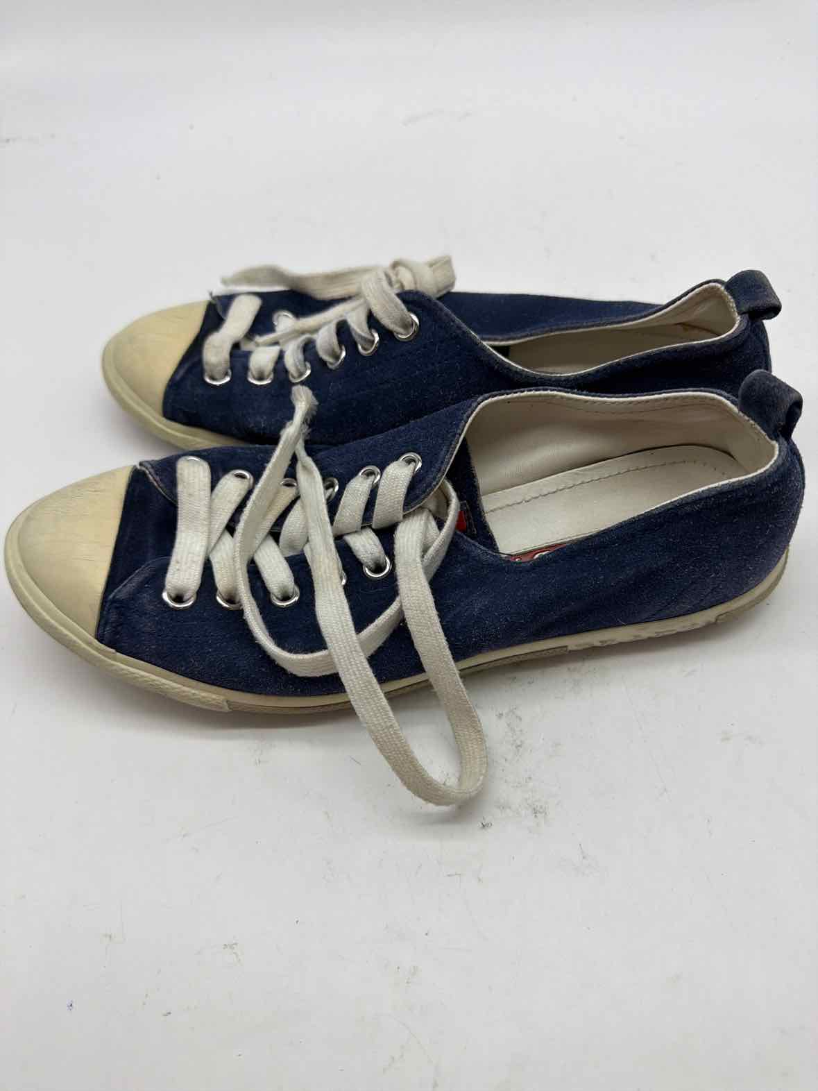 Pre-Owned Prada Blue Size 36.5 Suede Fashion Sneaker Athletic Shoes | True Fashionistas.