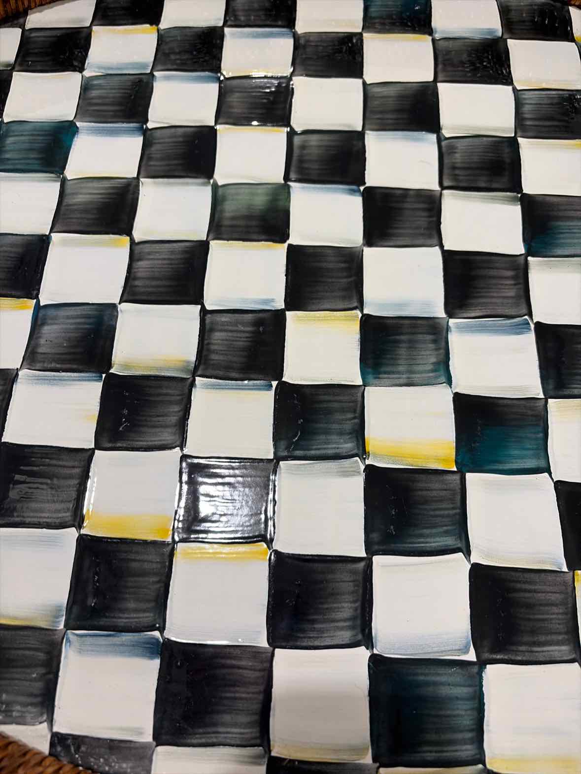 Mackenzie Childs Courtly Check Black Tray | True Fashionistas.
